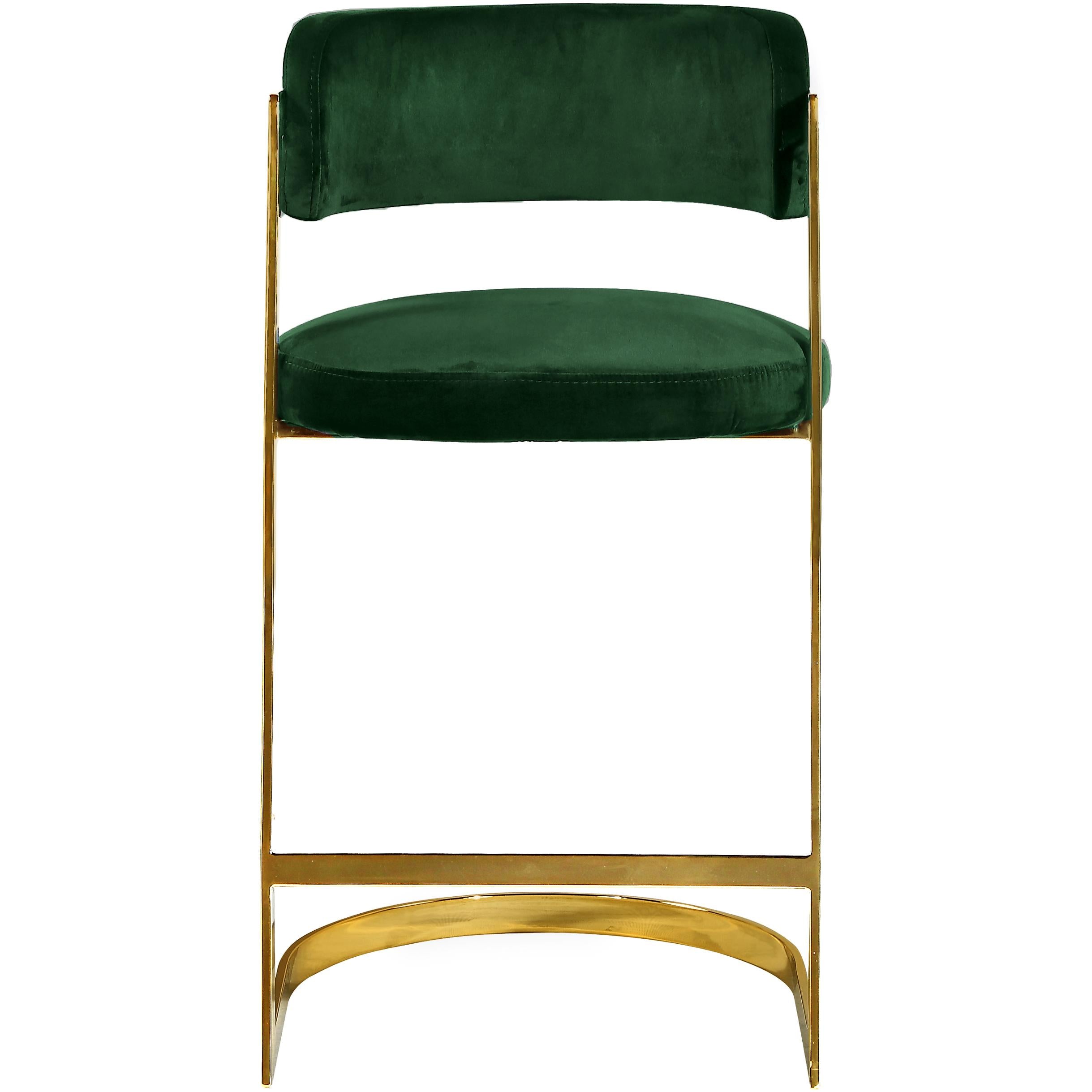 Meridian Stephanie Green Velvet Stool