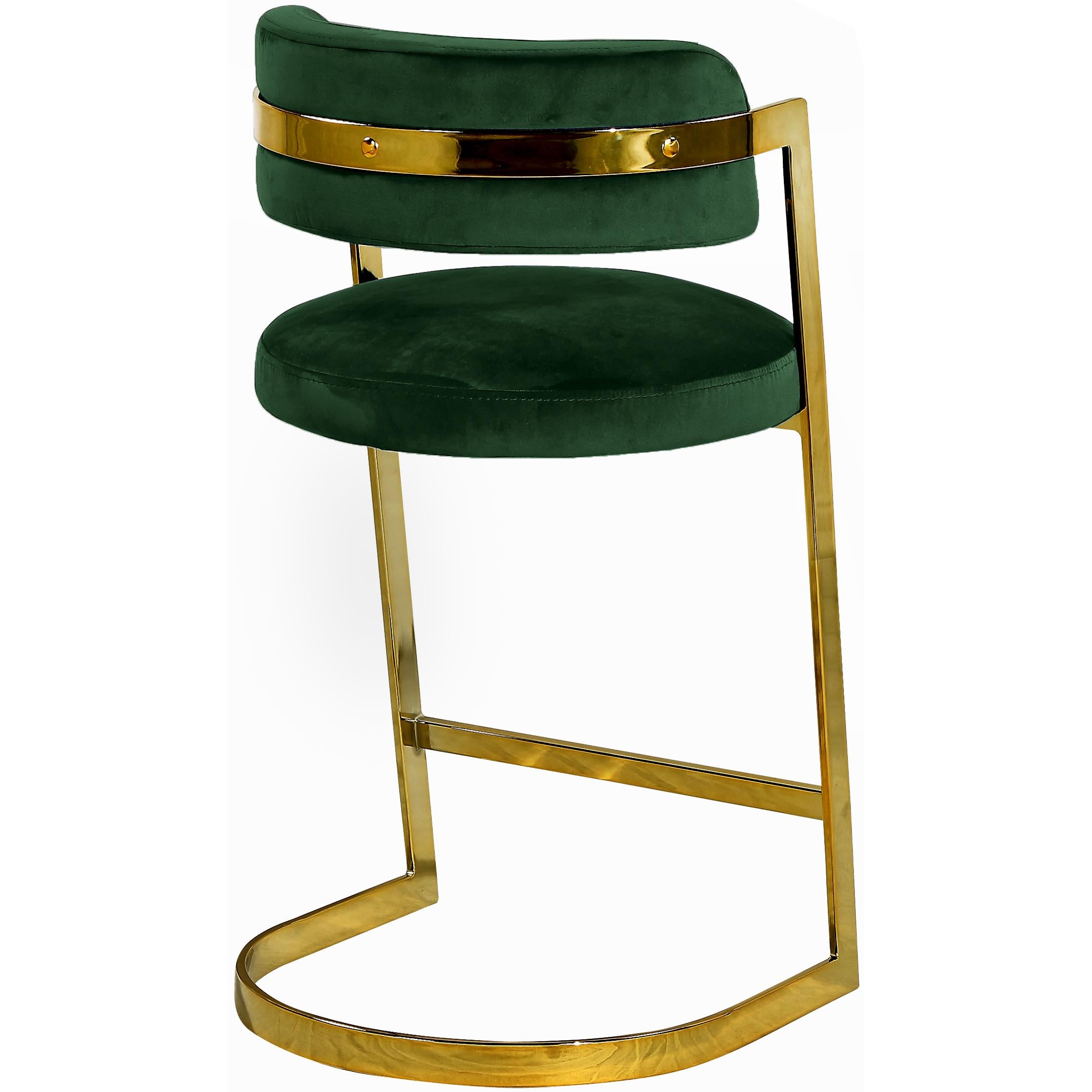 Meridian Stephanie Green Velvet Stool