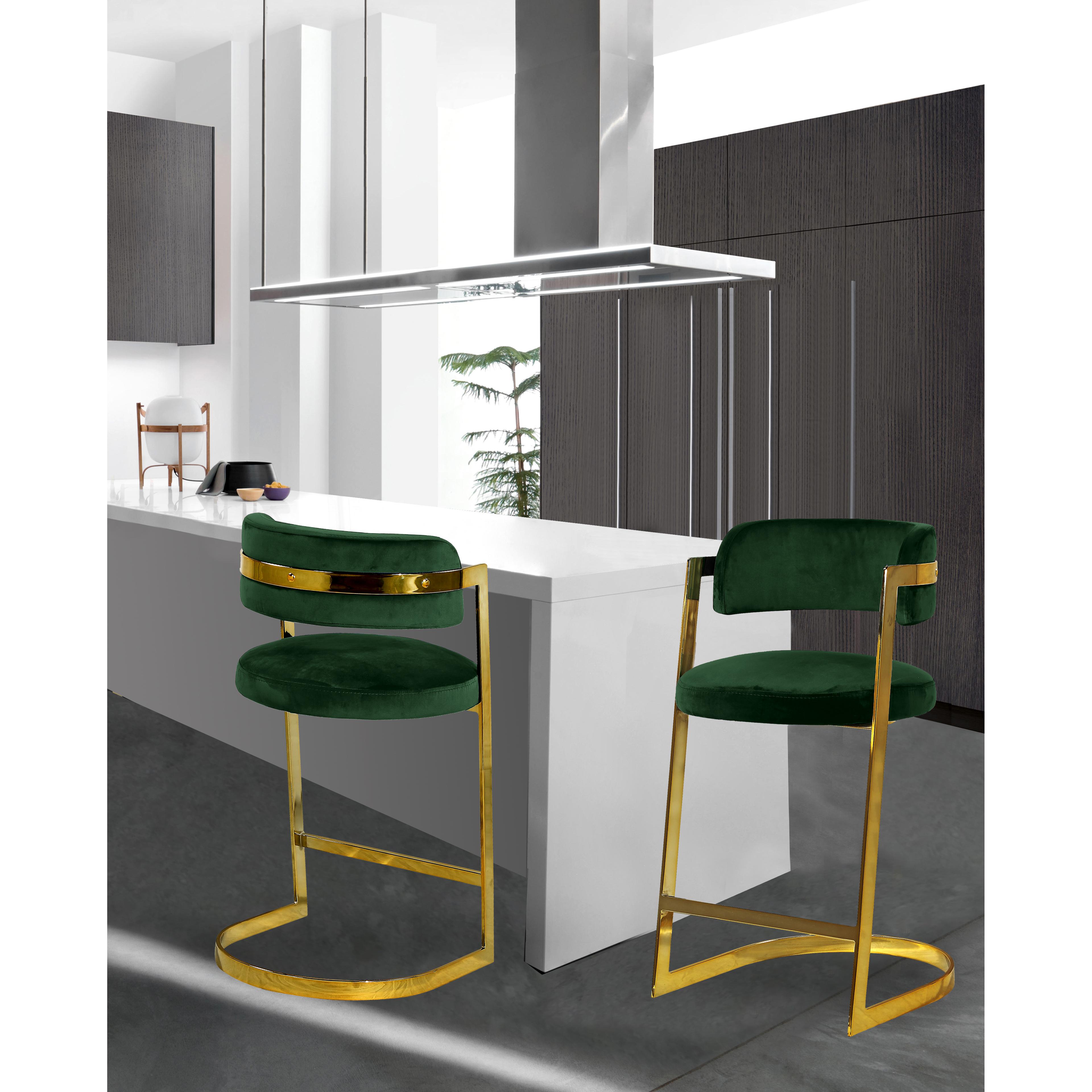 Meridian Stephanie Green Velvet Stool