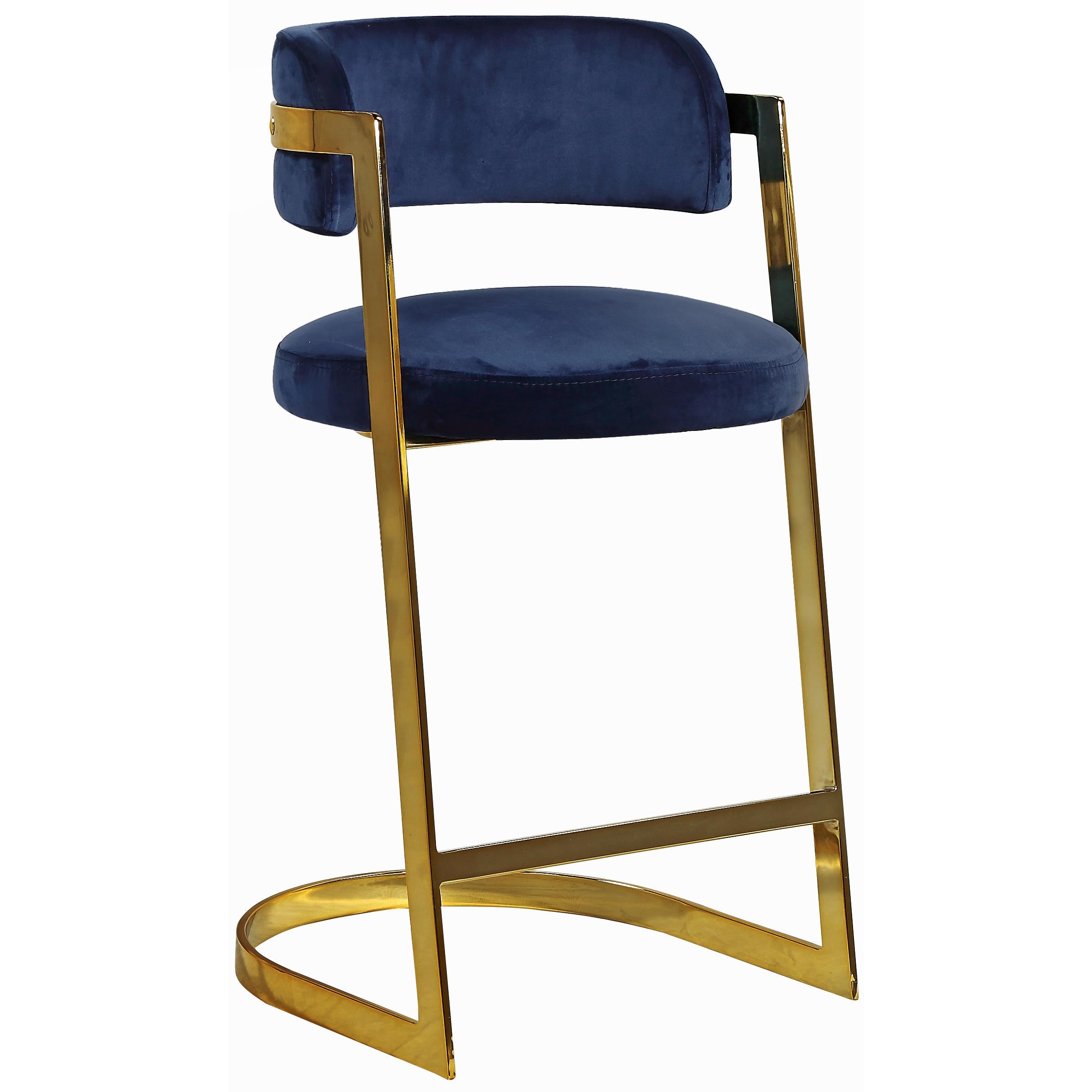 Meridian Stephanie Navy Velvet Stool