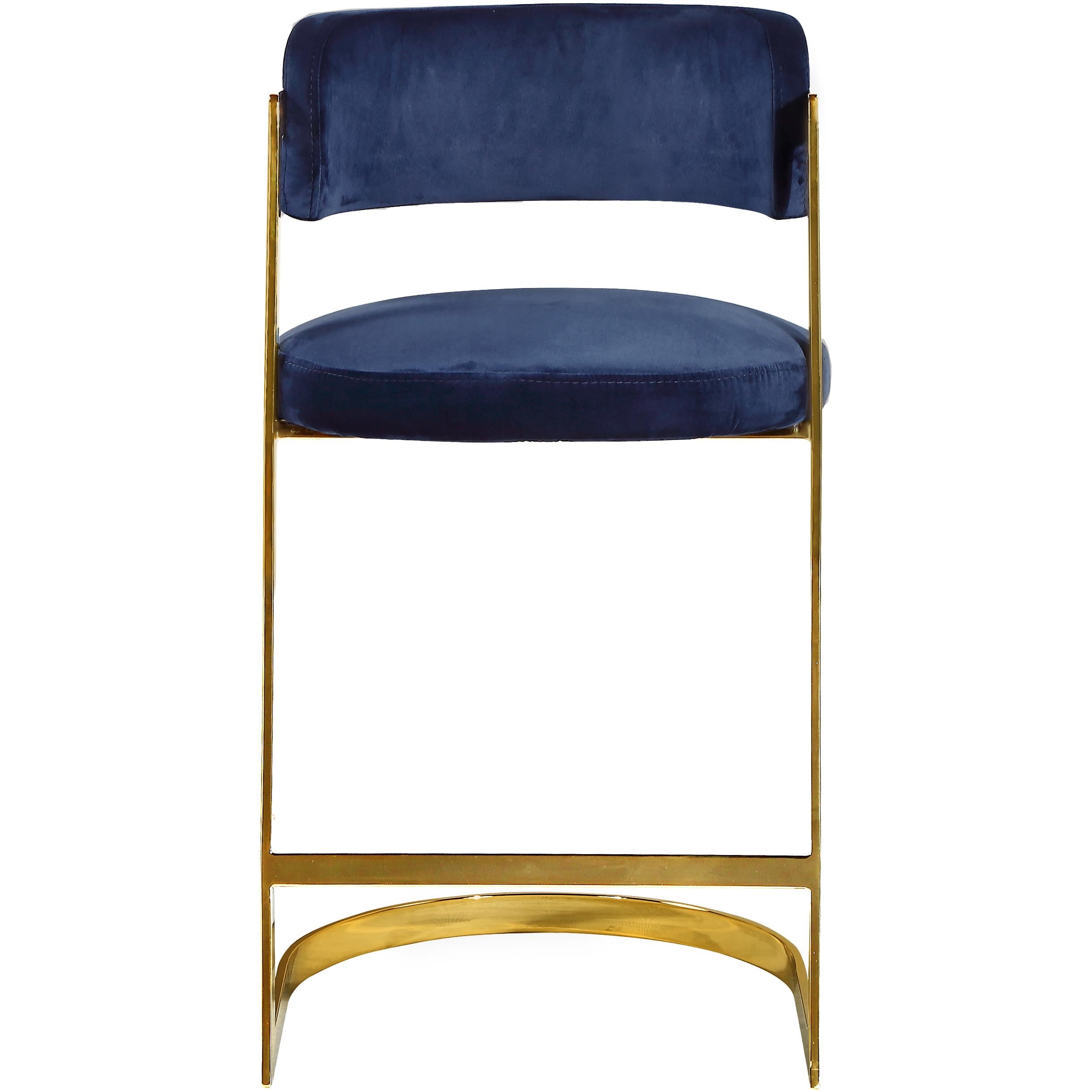 Meridian Stephanie Navy Velvet Stool