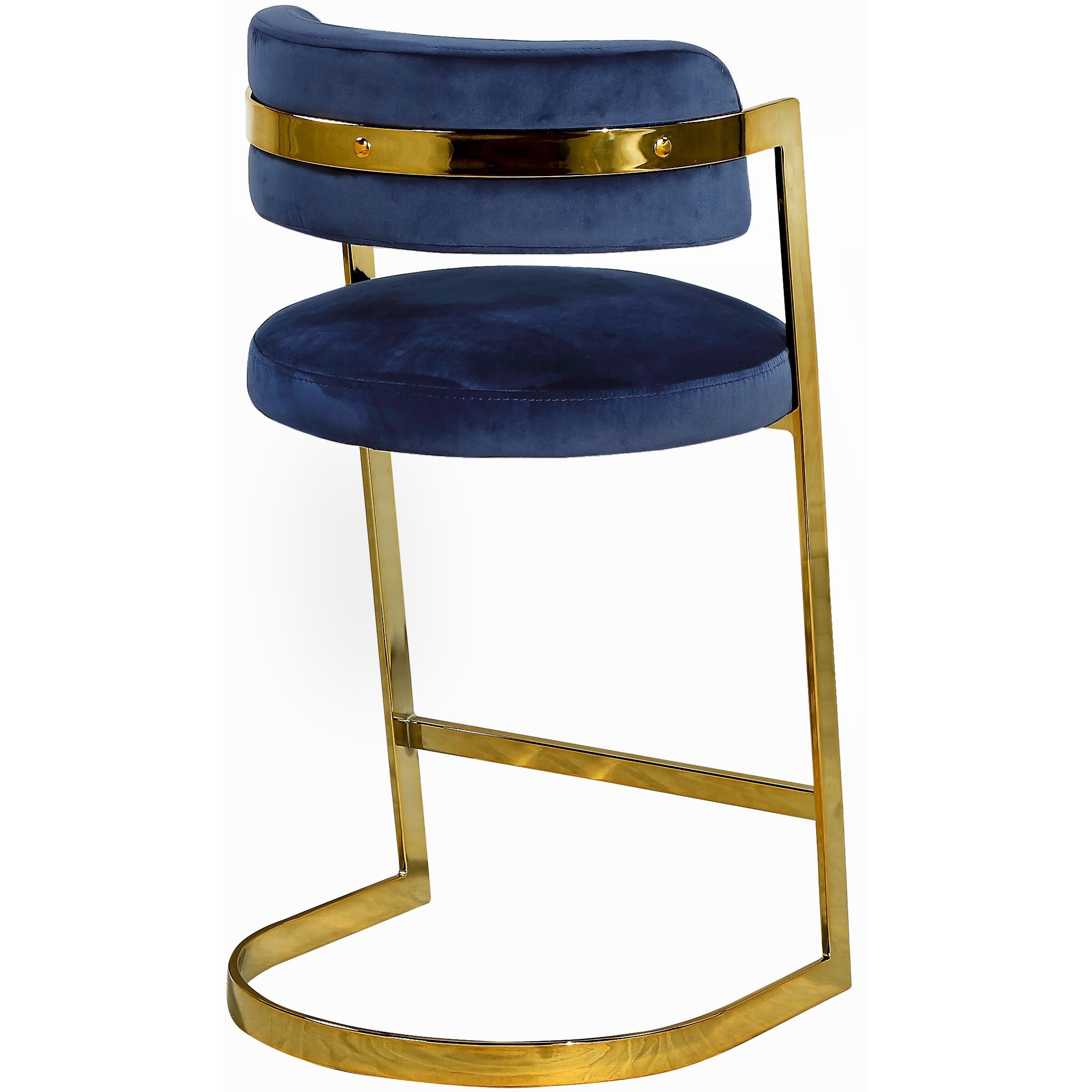 Meridian Stephanie Navy Velvet Stool