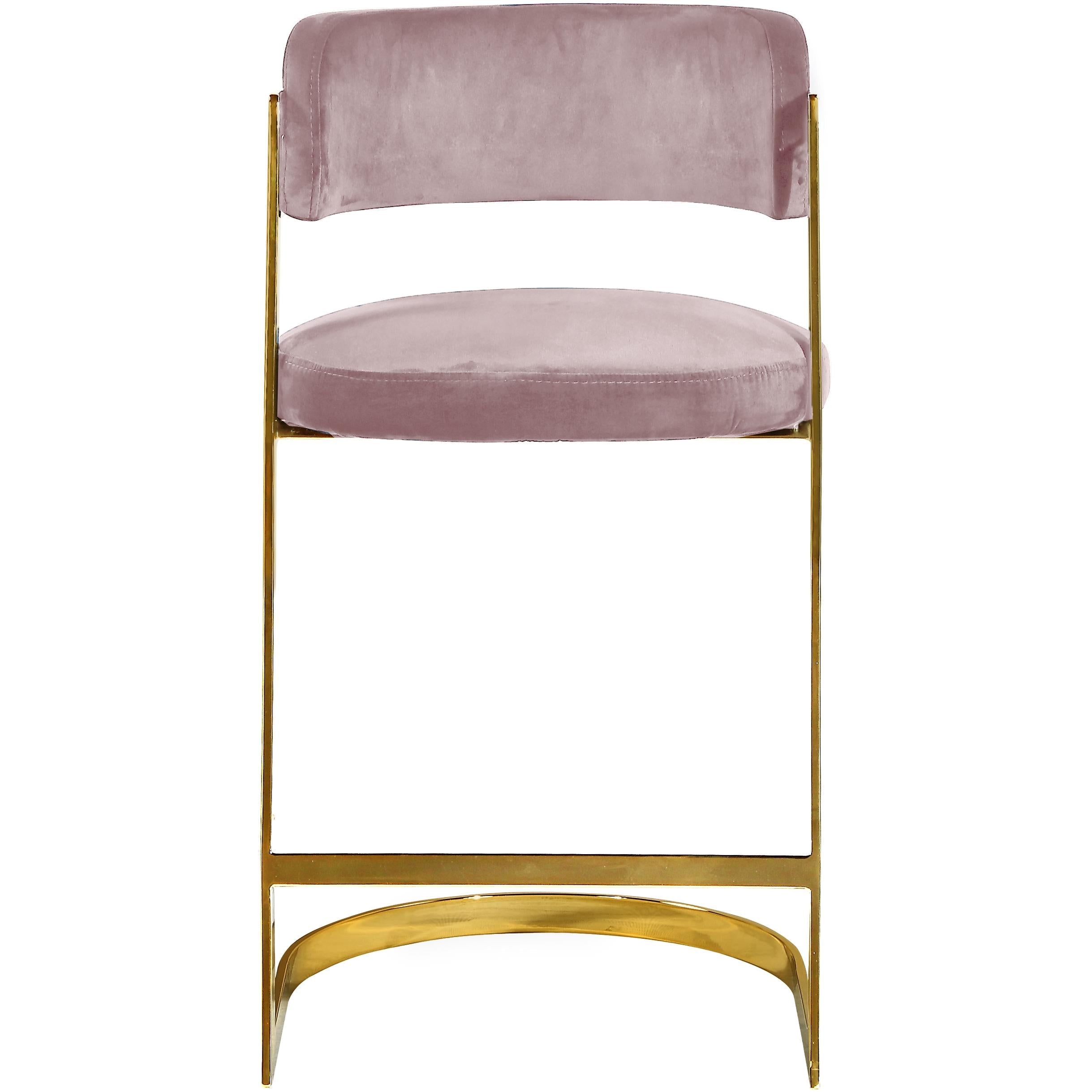 Meridian Stephanie Pink Velvet Stool