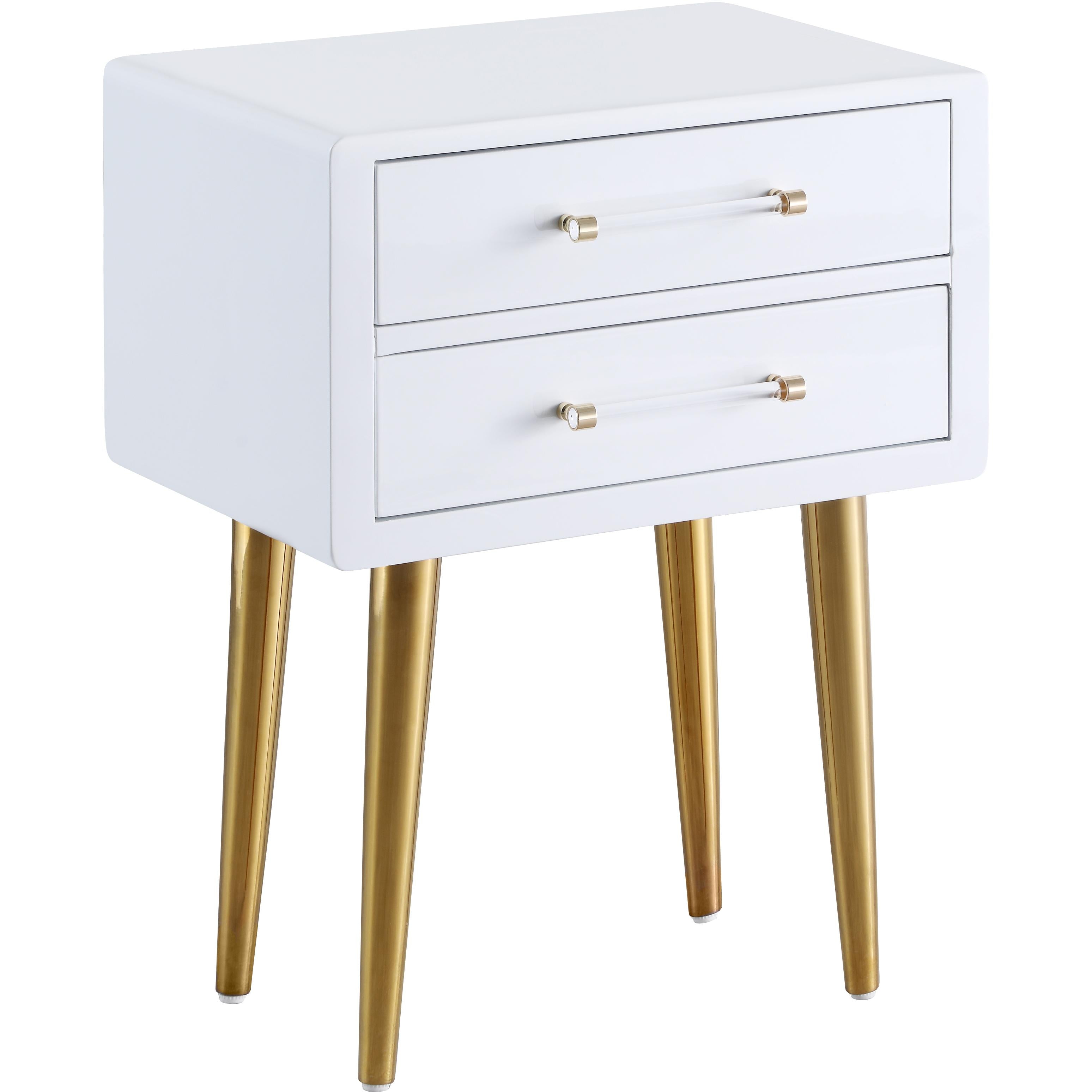 Meridian Zane White Laquer with Gold Side Table