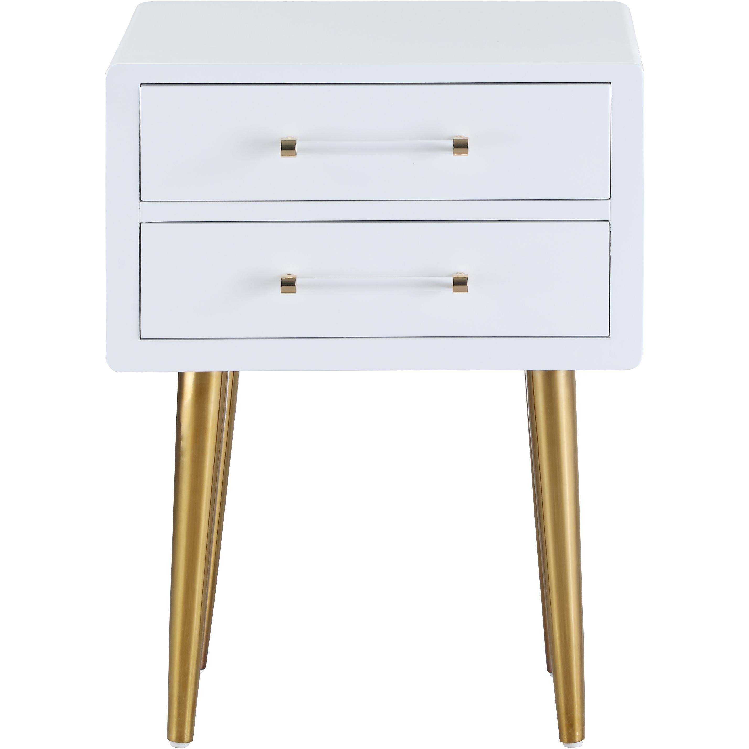 Meridian Zane White Laquer with Gold Side Table