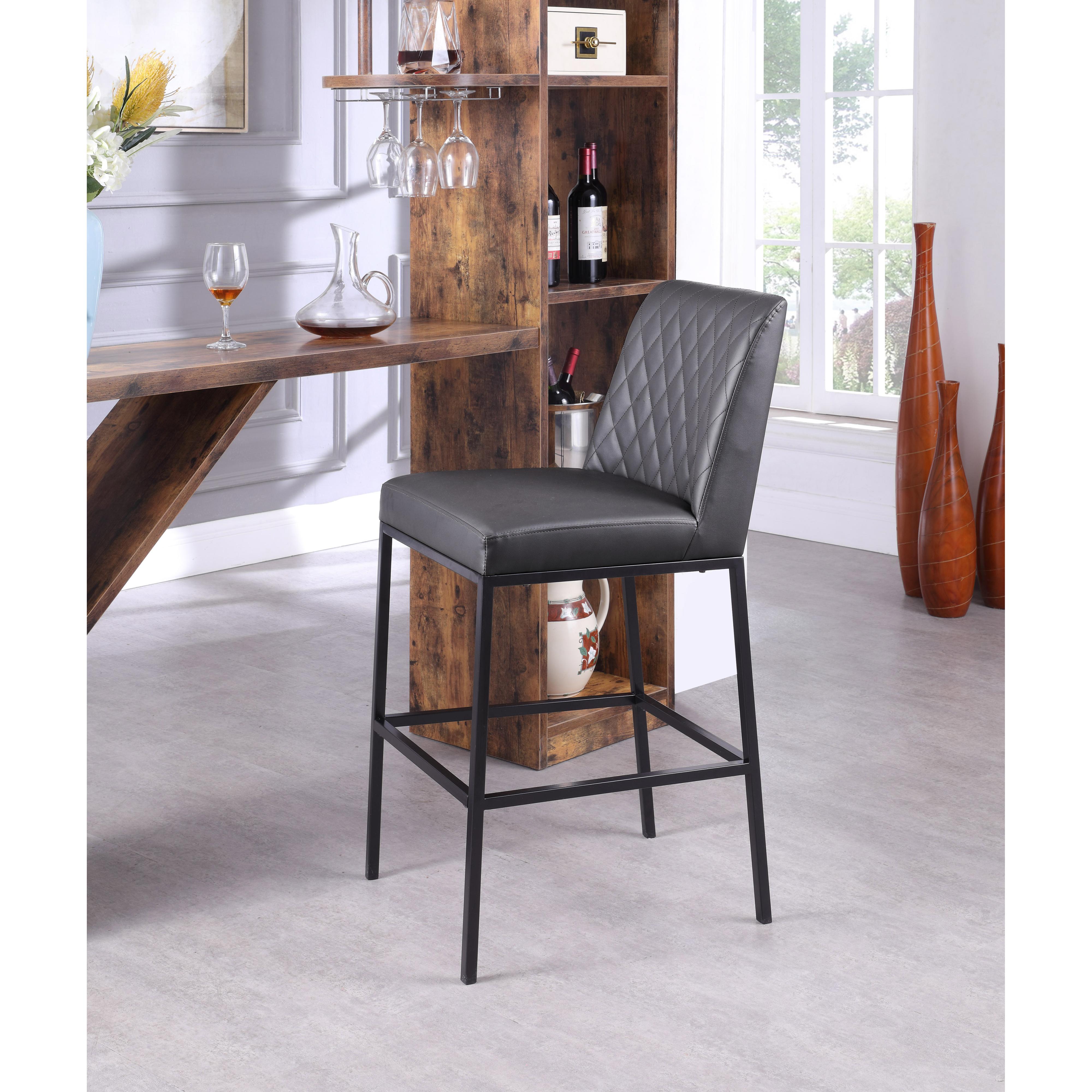 Meridian Bryce Grey Vegan Leather Stool