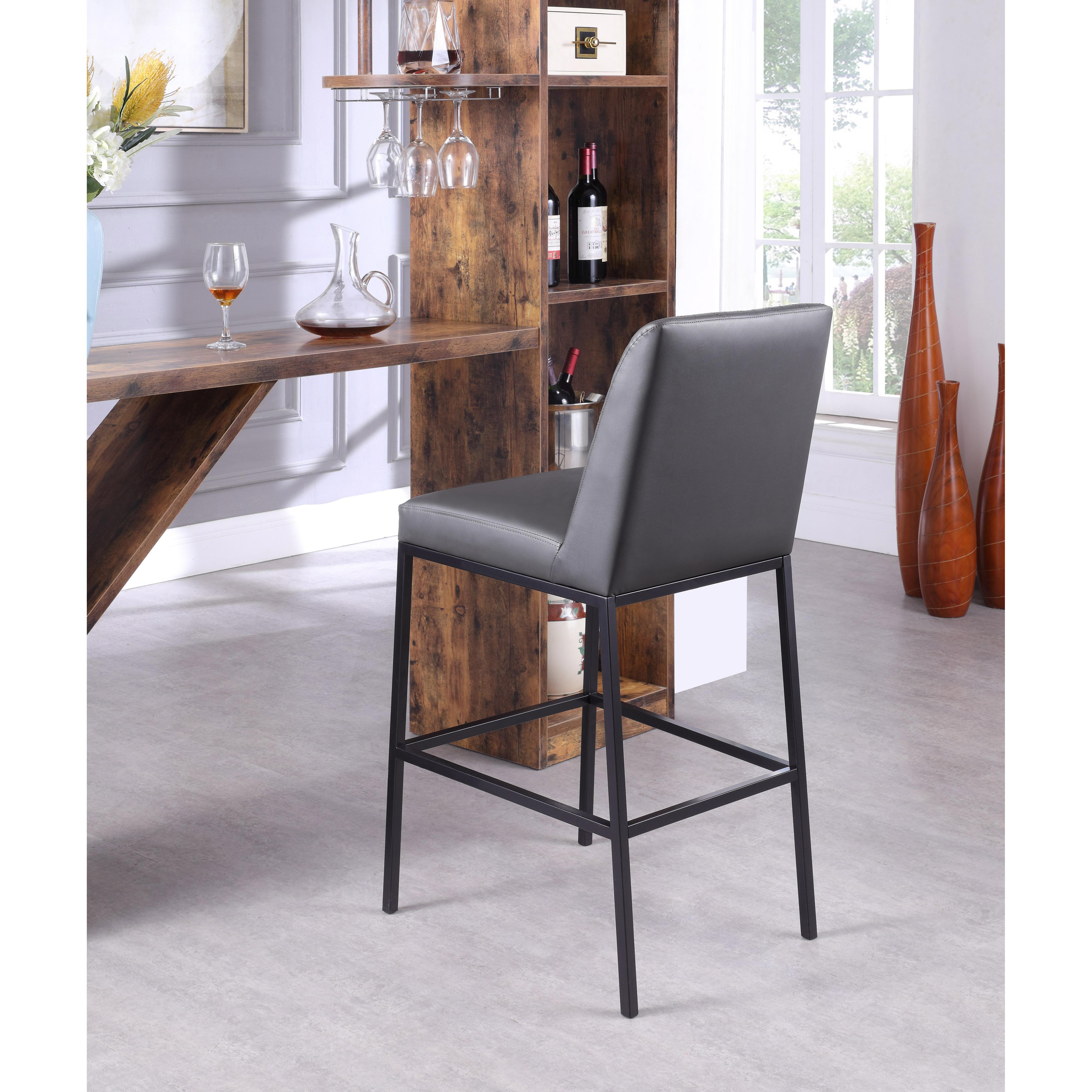 Meridian Bryce Grey Vegan Leather Stool