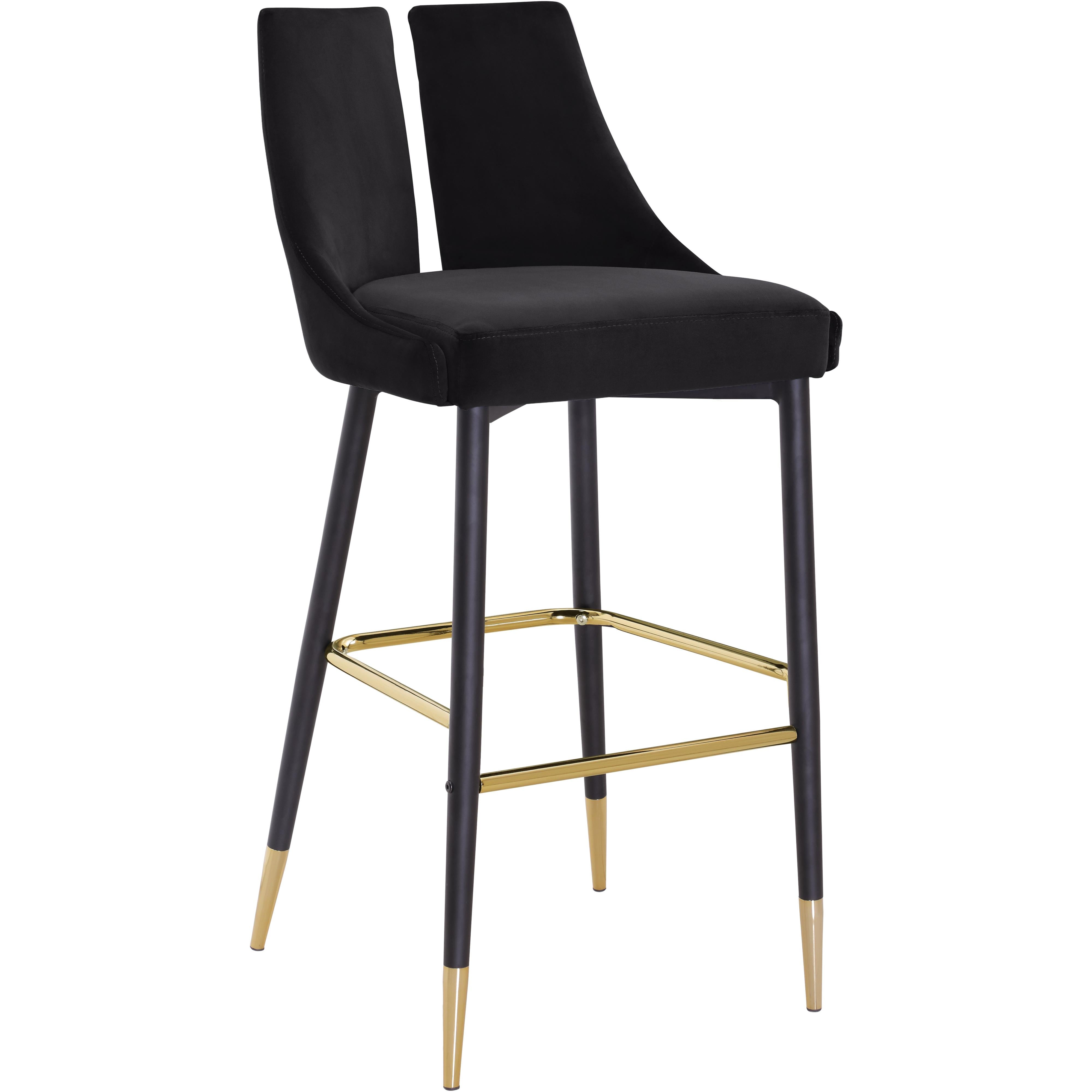 Meridian Sleek Black Velvet Stool