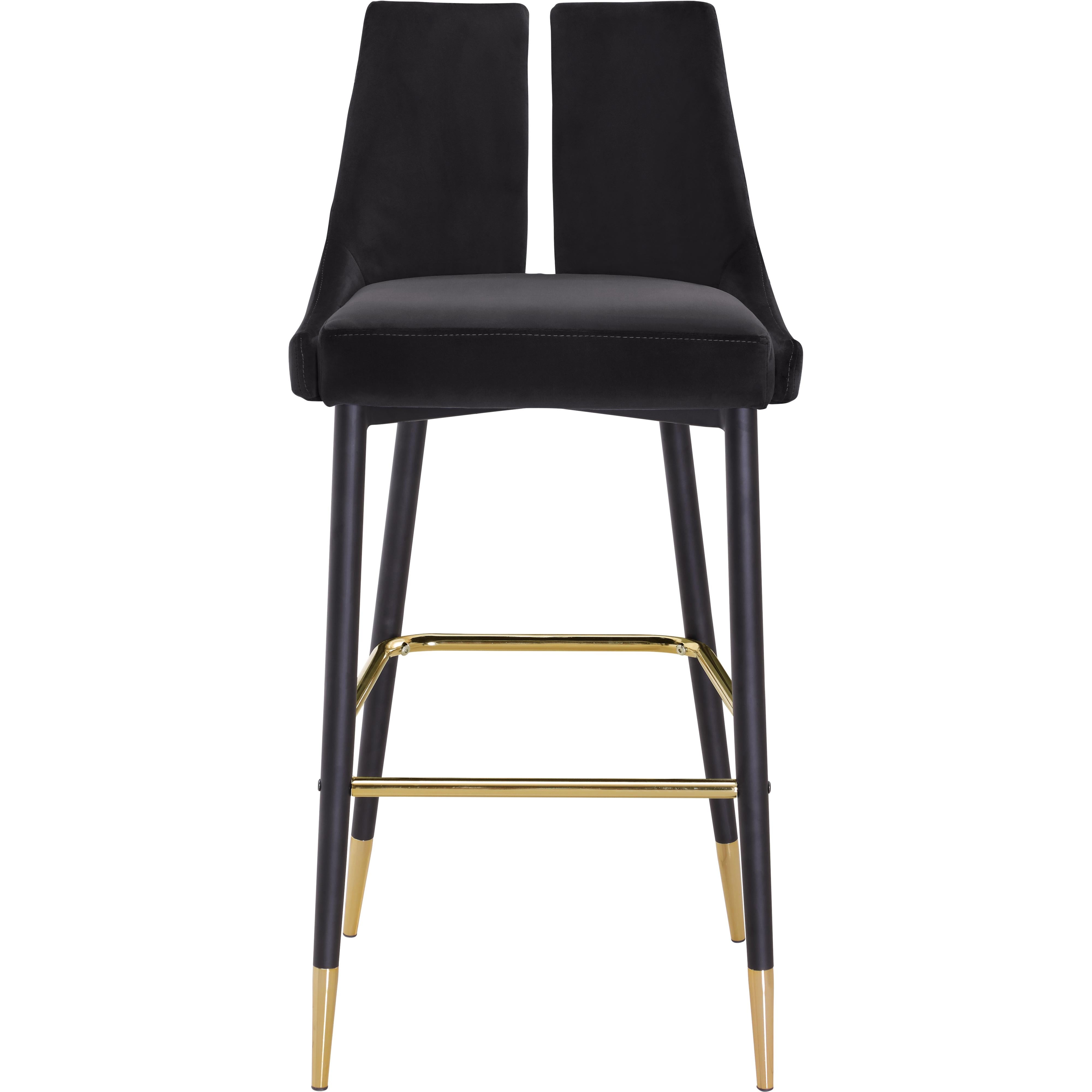 Meridian Sleek Black Velvet Stool