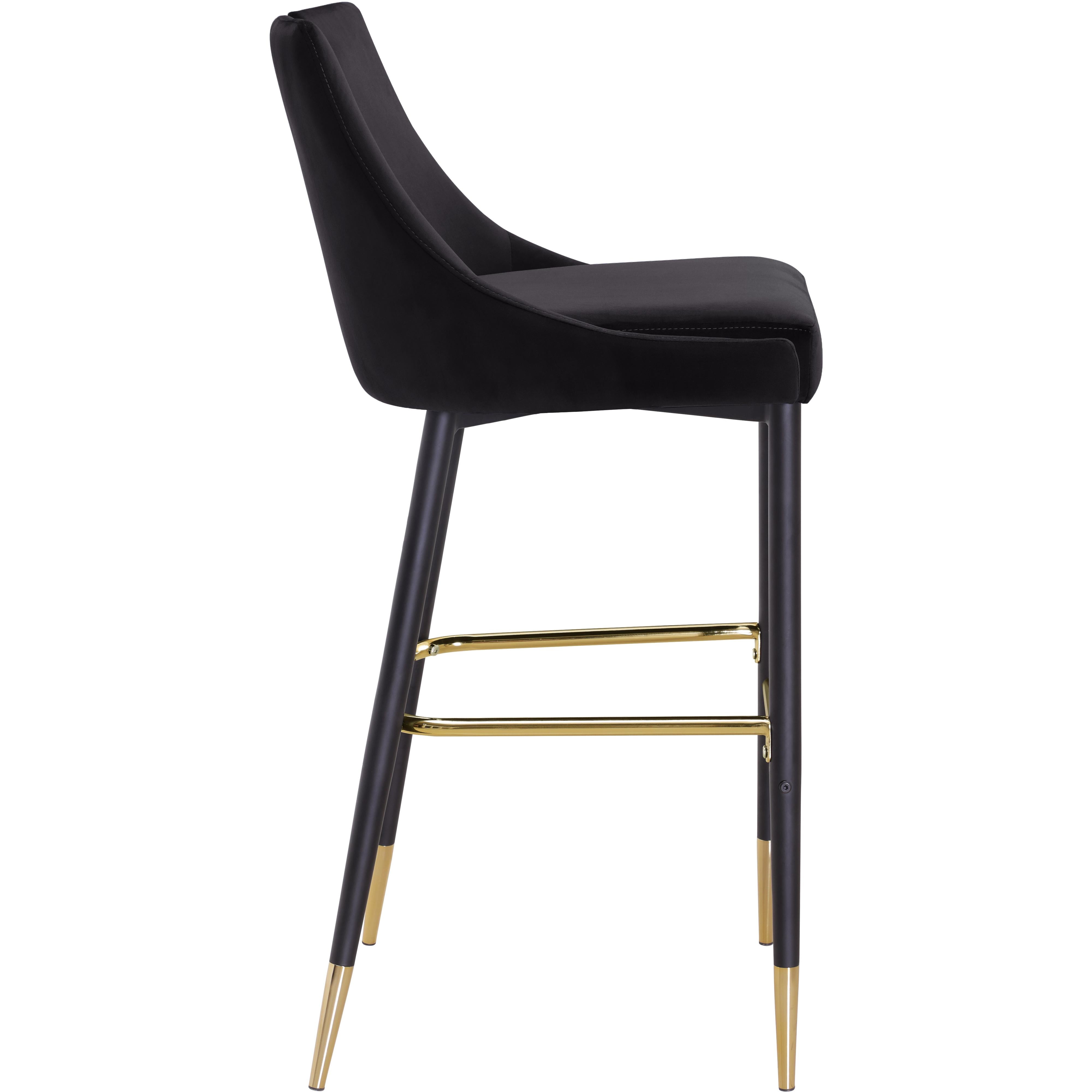 Meridian Sleek Black Velvet Stool