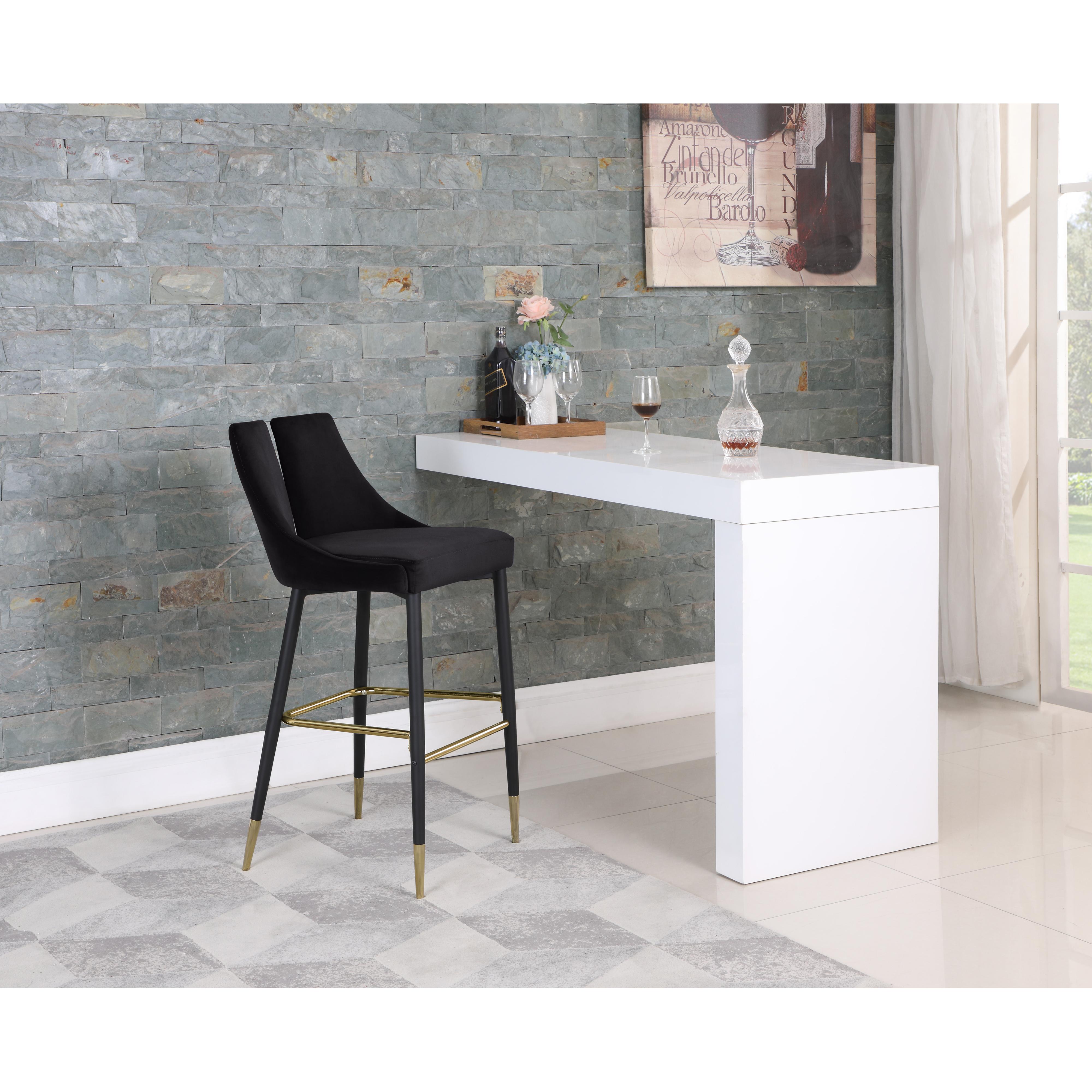 Meridian Sleek Black Velvet Stool