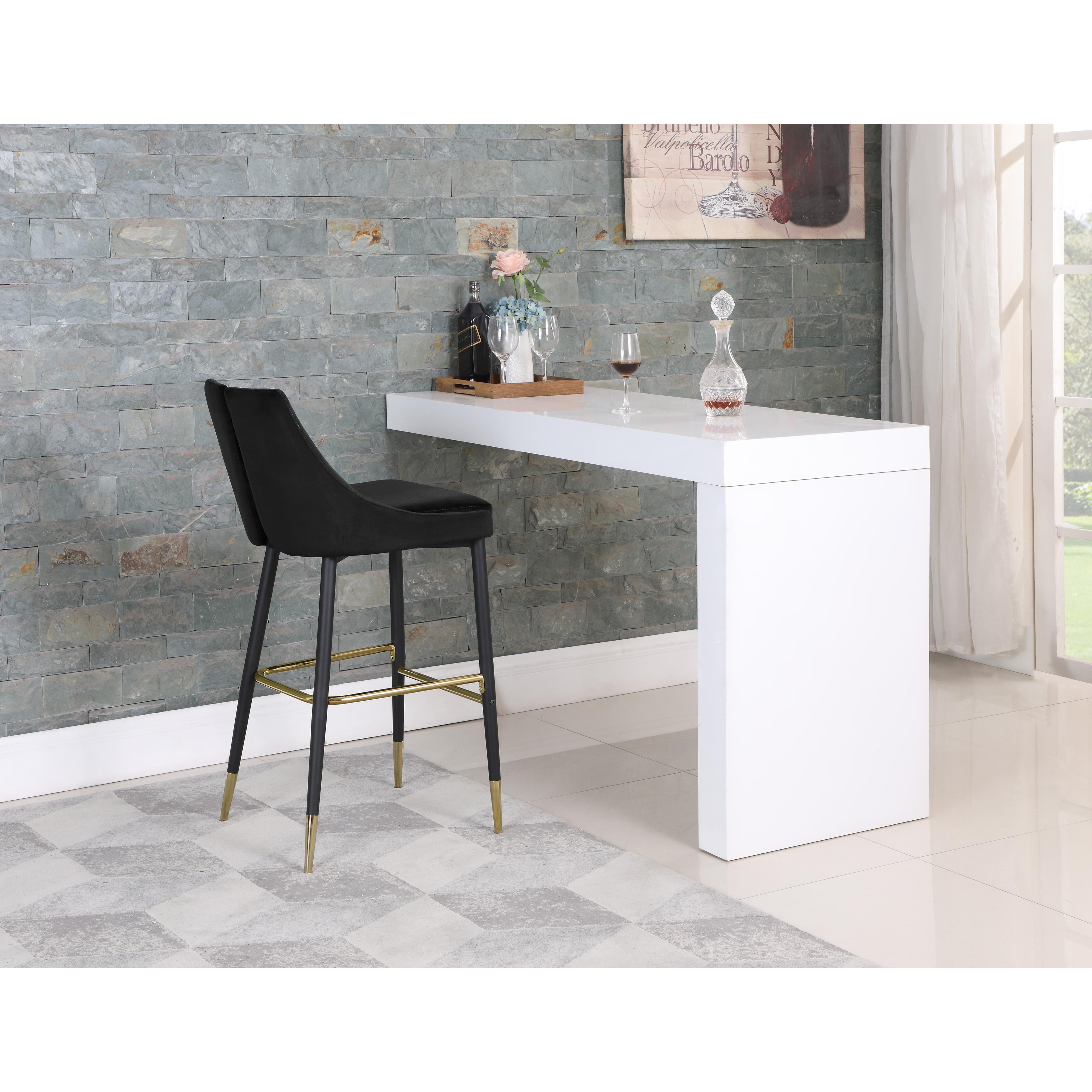 Meridian Sleek Black Velvet Stool