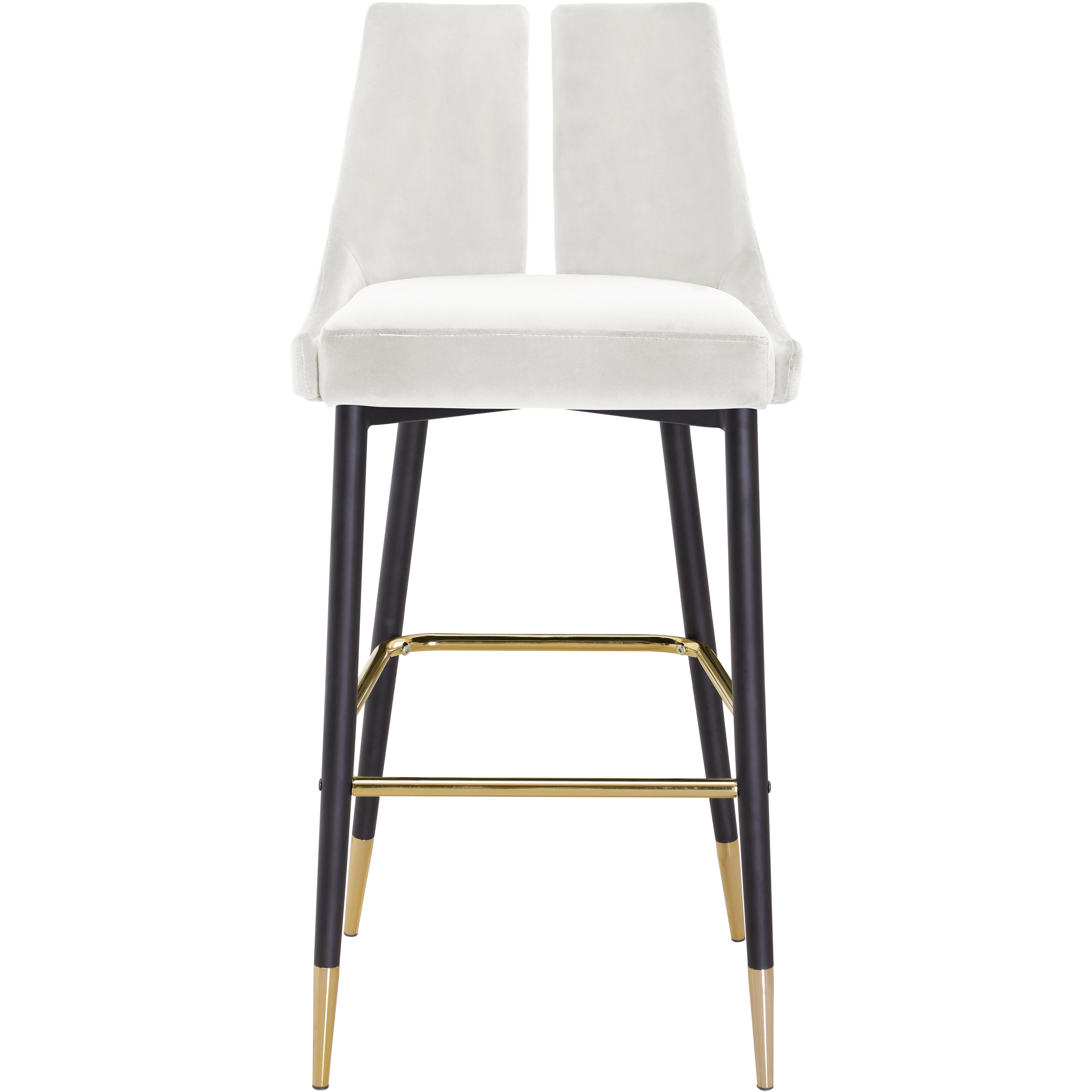 Meridian Sleek Cream Velvet Stool