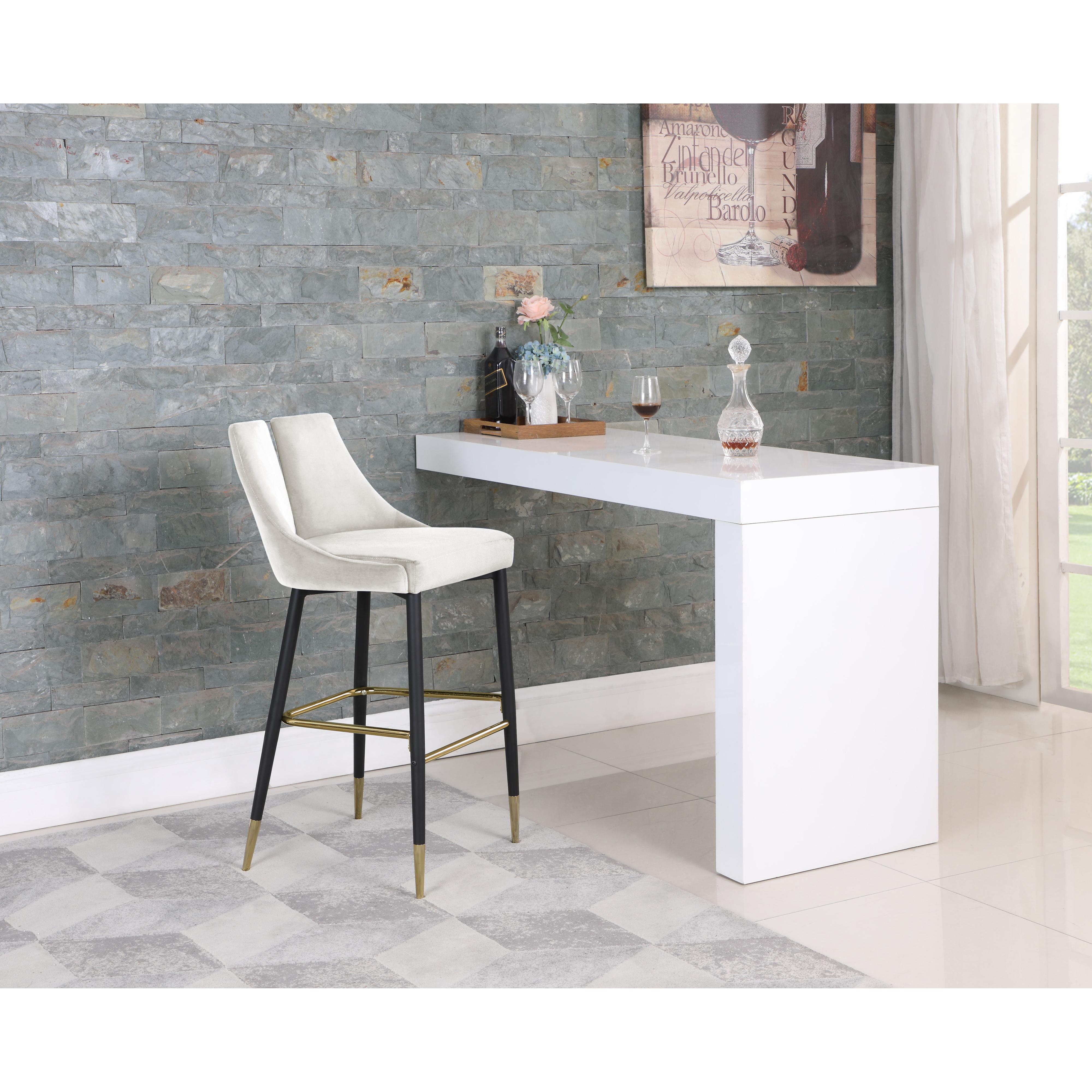 Meridian Sleek Cream Velvet Stool