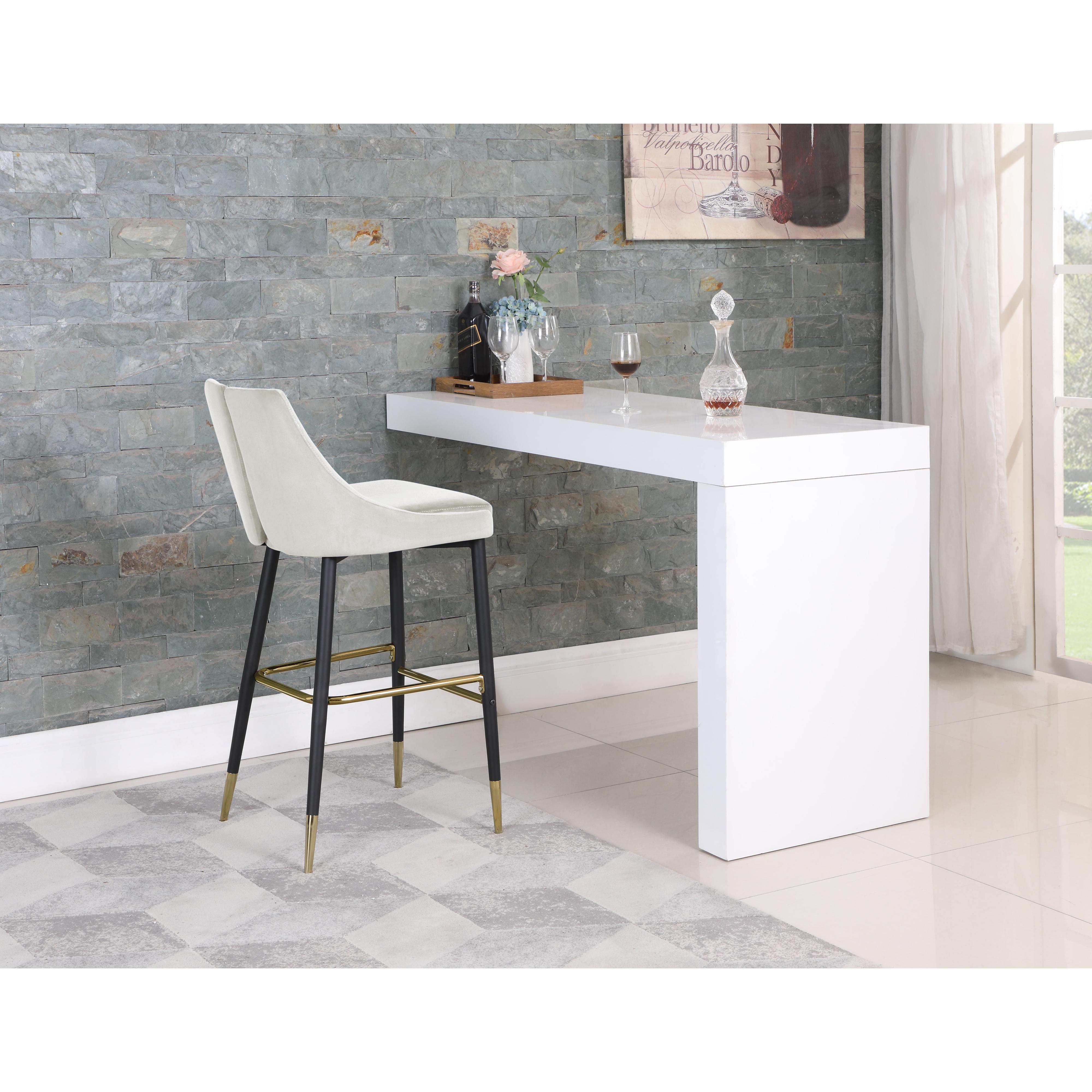 Meridian Sleek Cream Velvet Stool