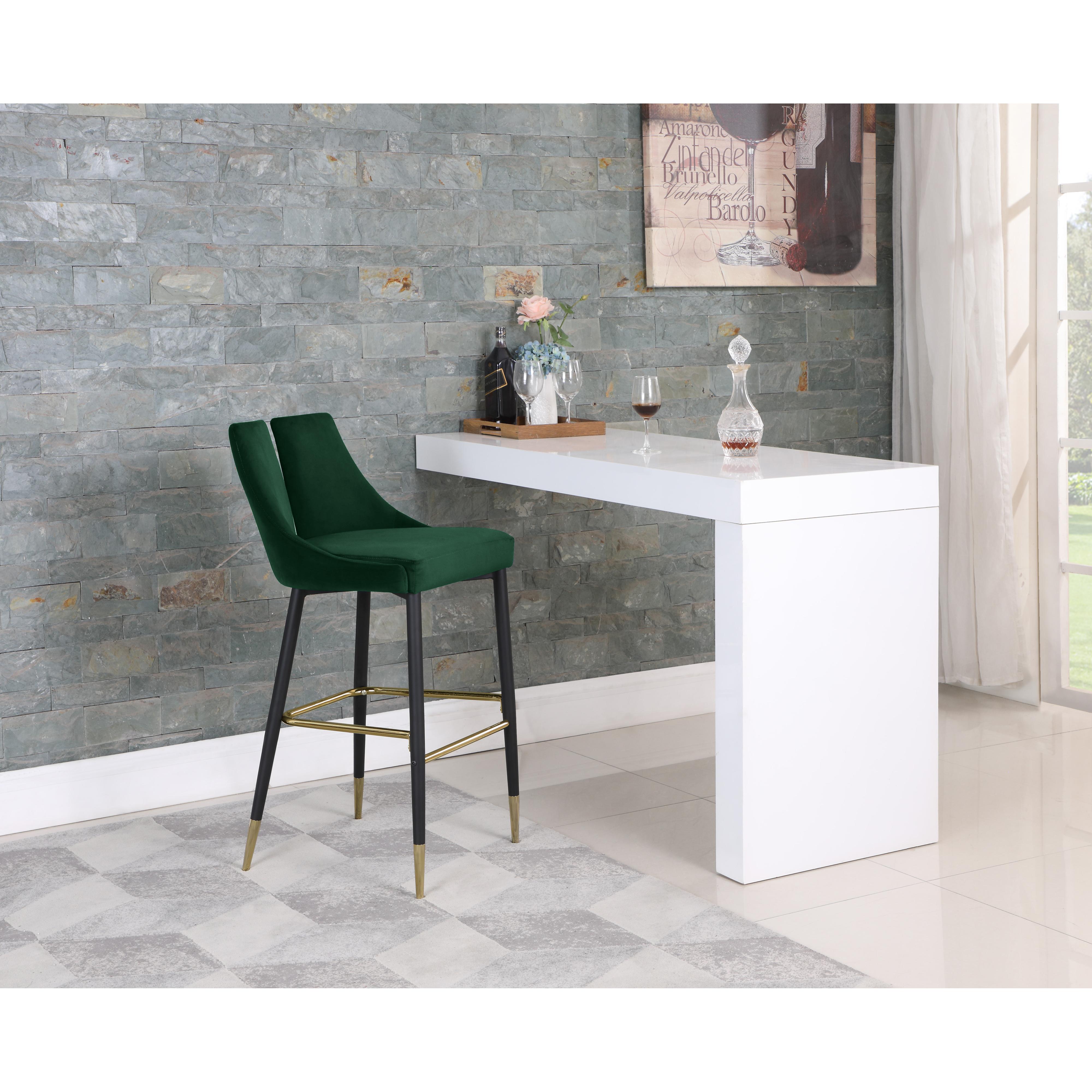 Meridian Sleek Green Velvet Stool