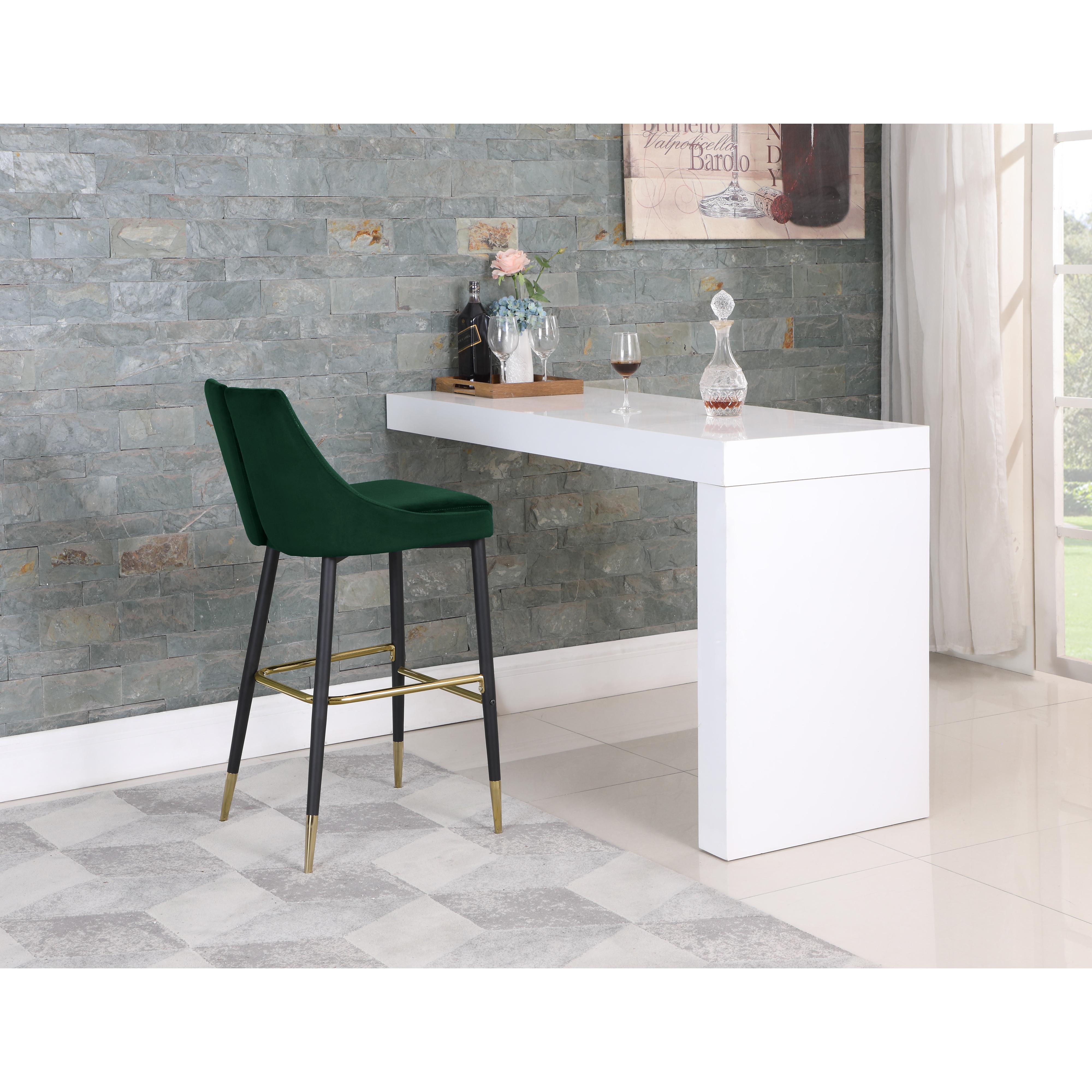 Meridian Sleek Green Velvet Stool