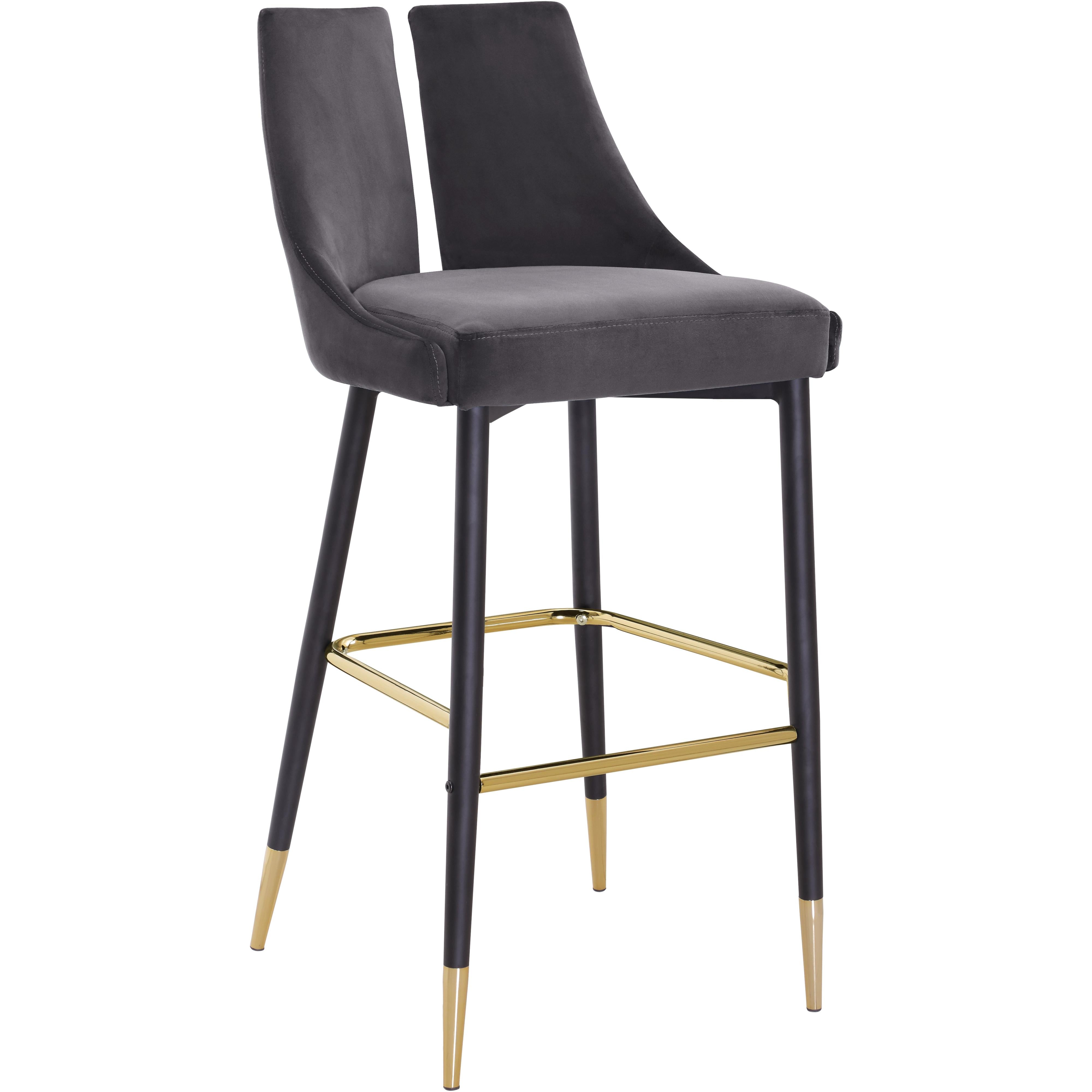 Meridian Sleek Grey Velvet Stool