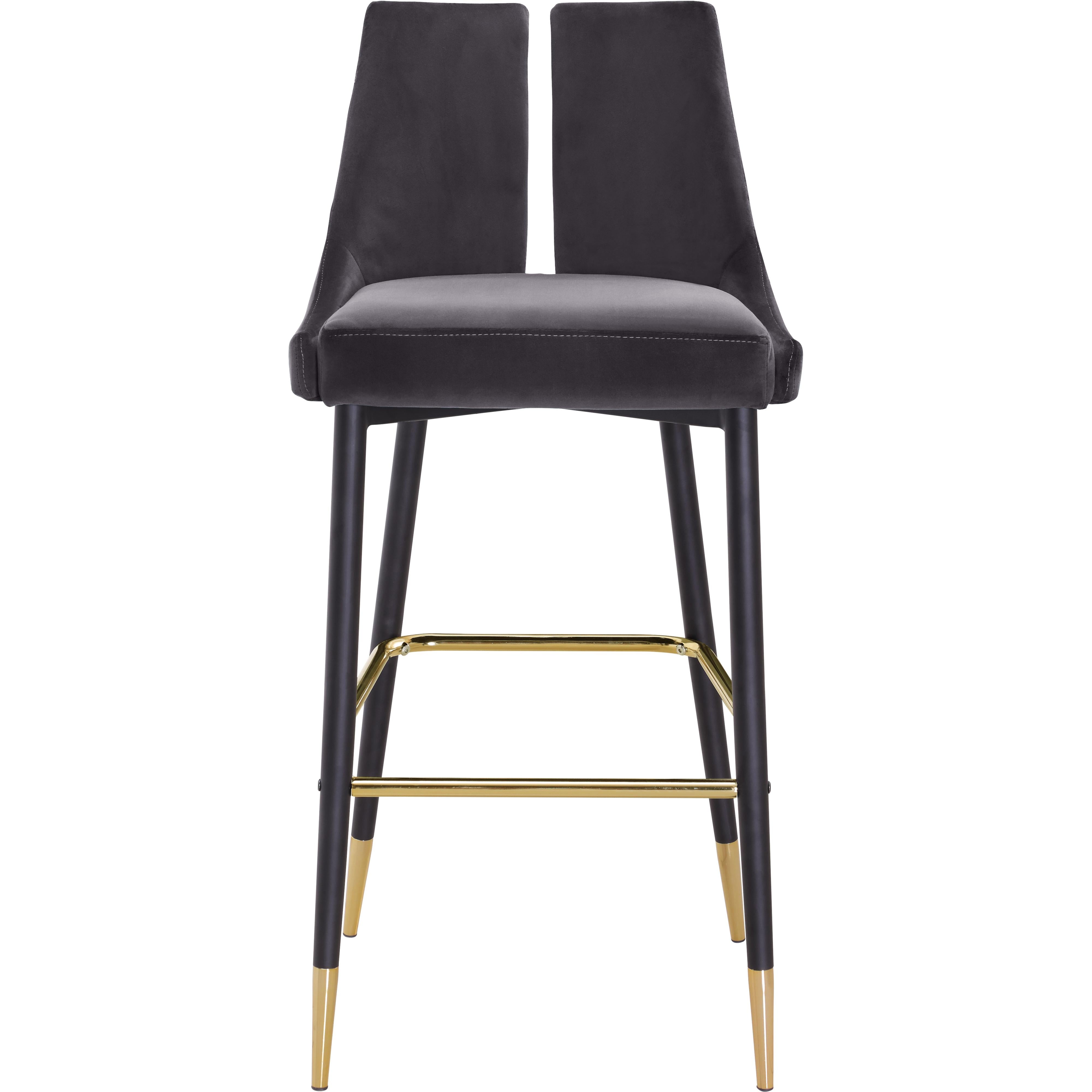 Meridian Sleek Grey Velvet Stool