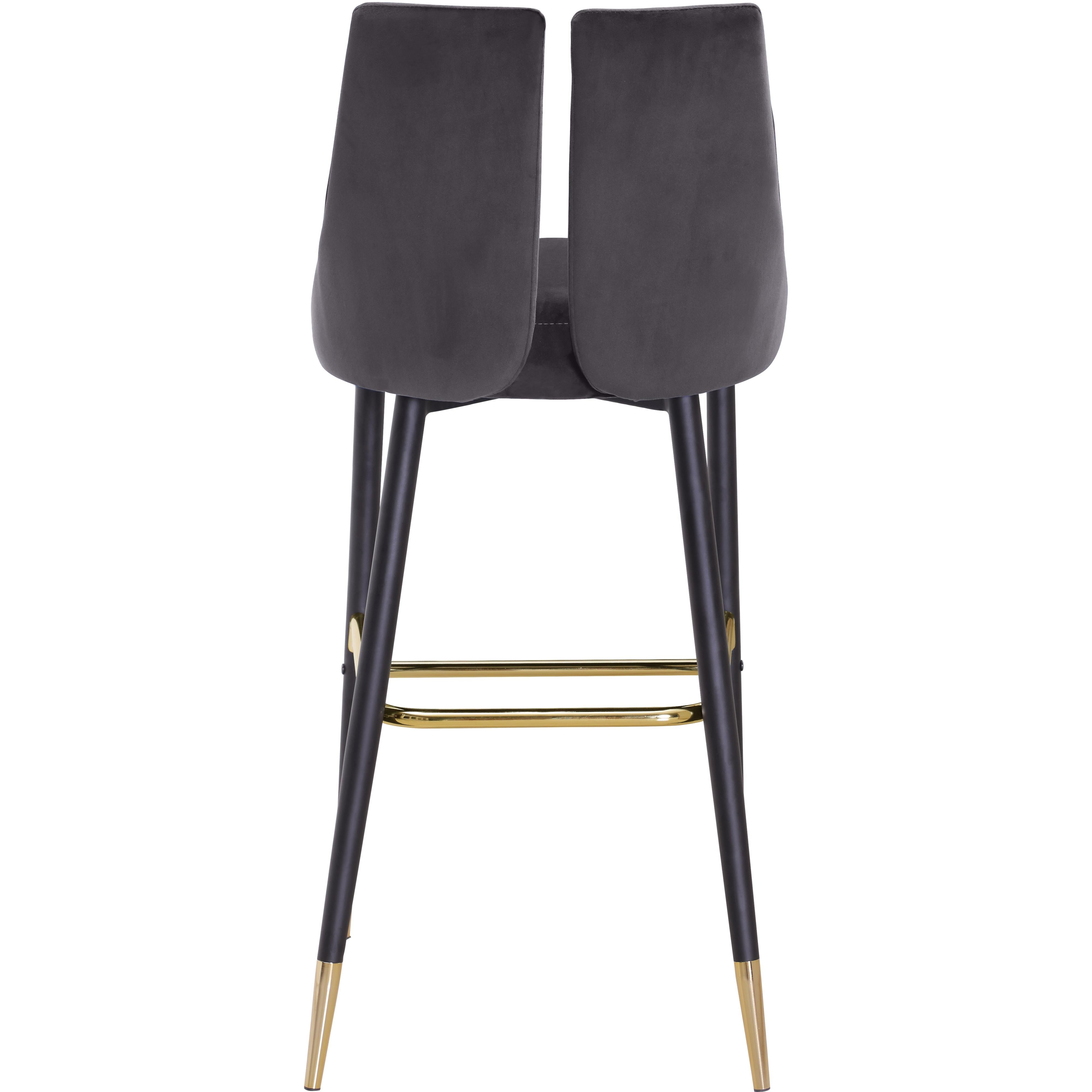 Meridian Sleek Grey Velvet Stool