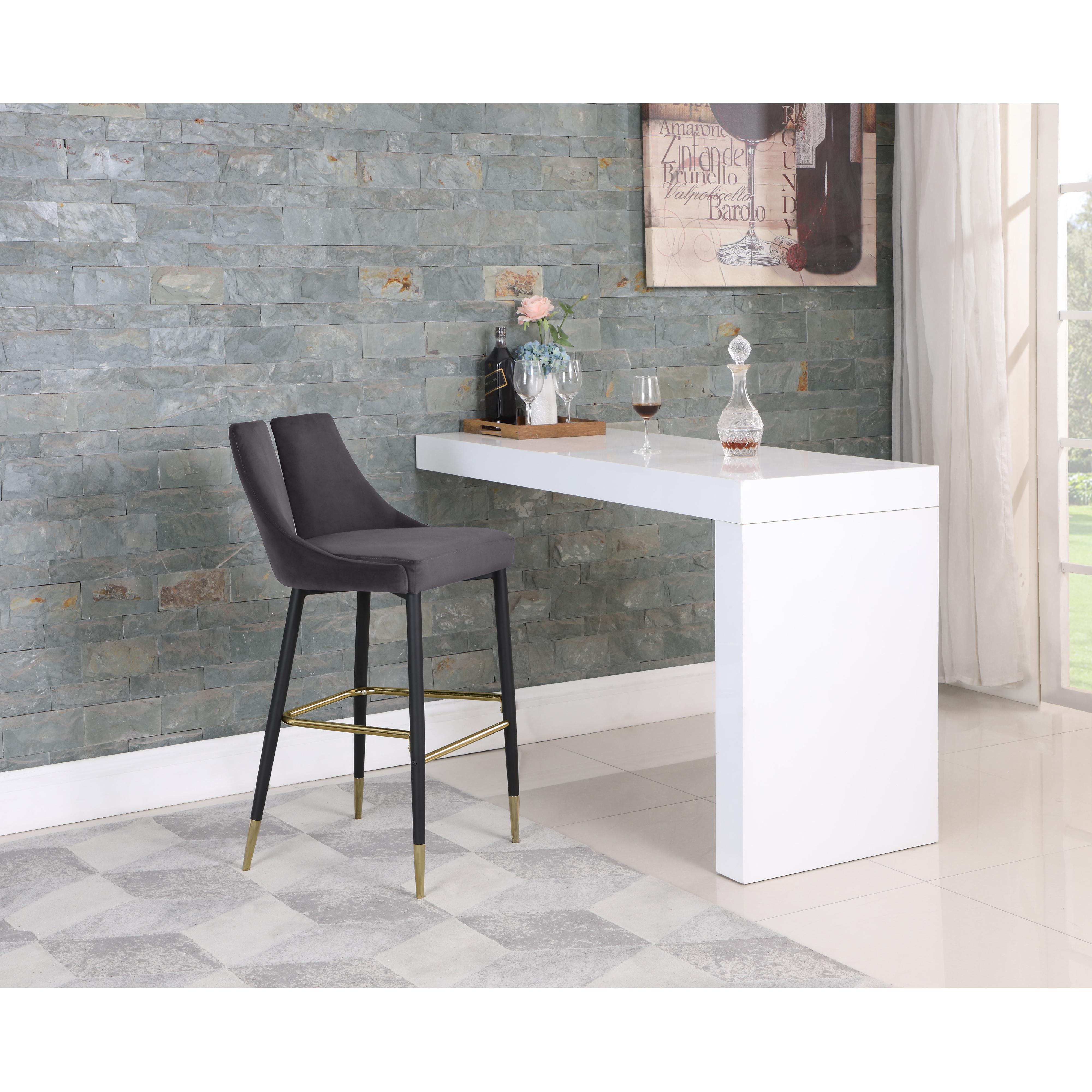 Meridian Sleek Grey Velvet Stool