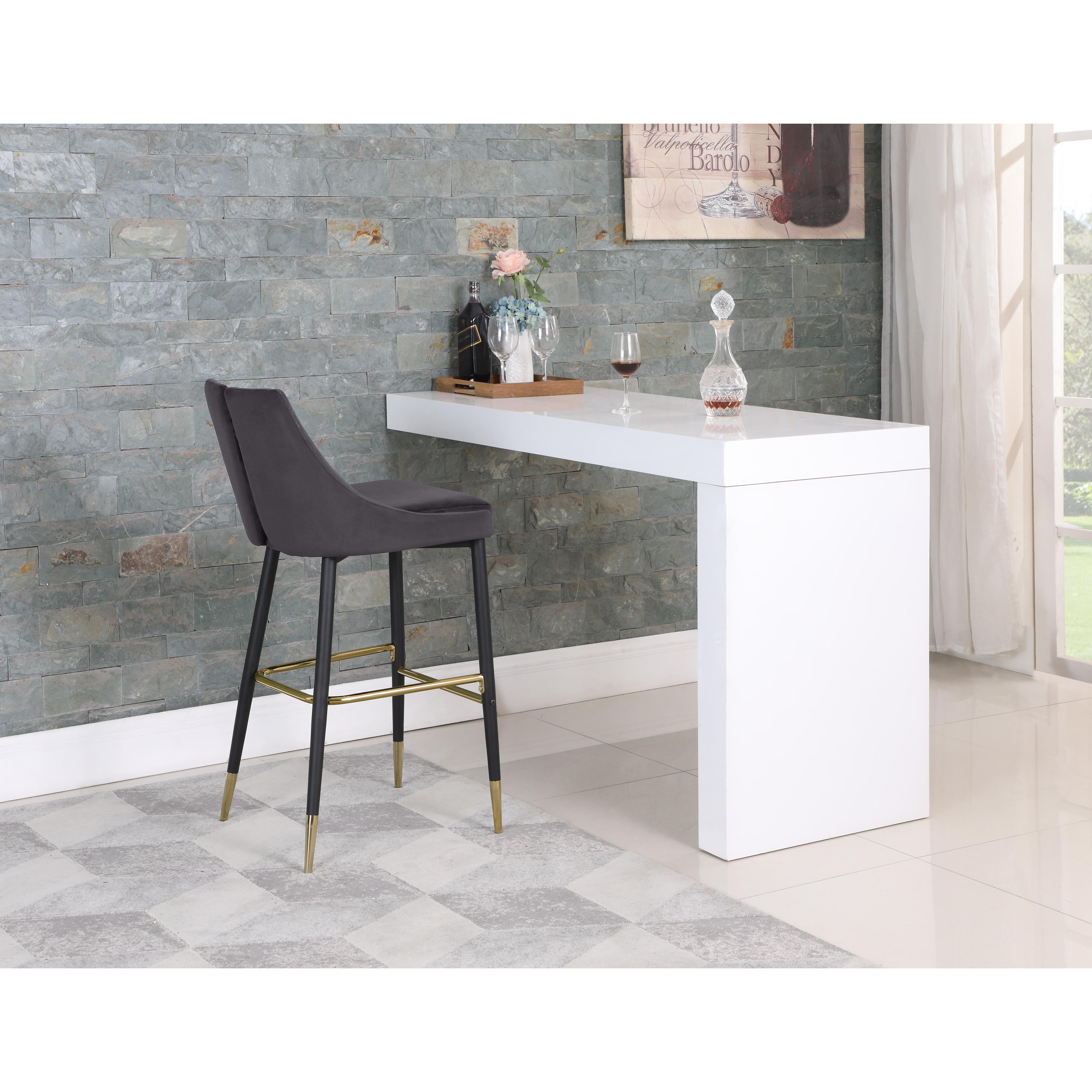 Meridian Sleek Grey Velvet Stool