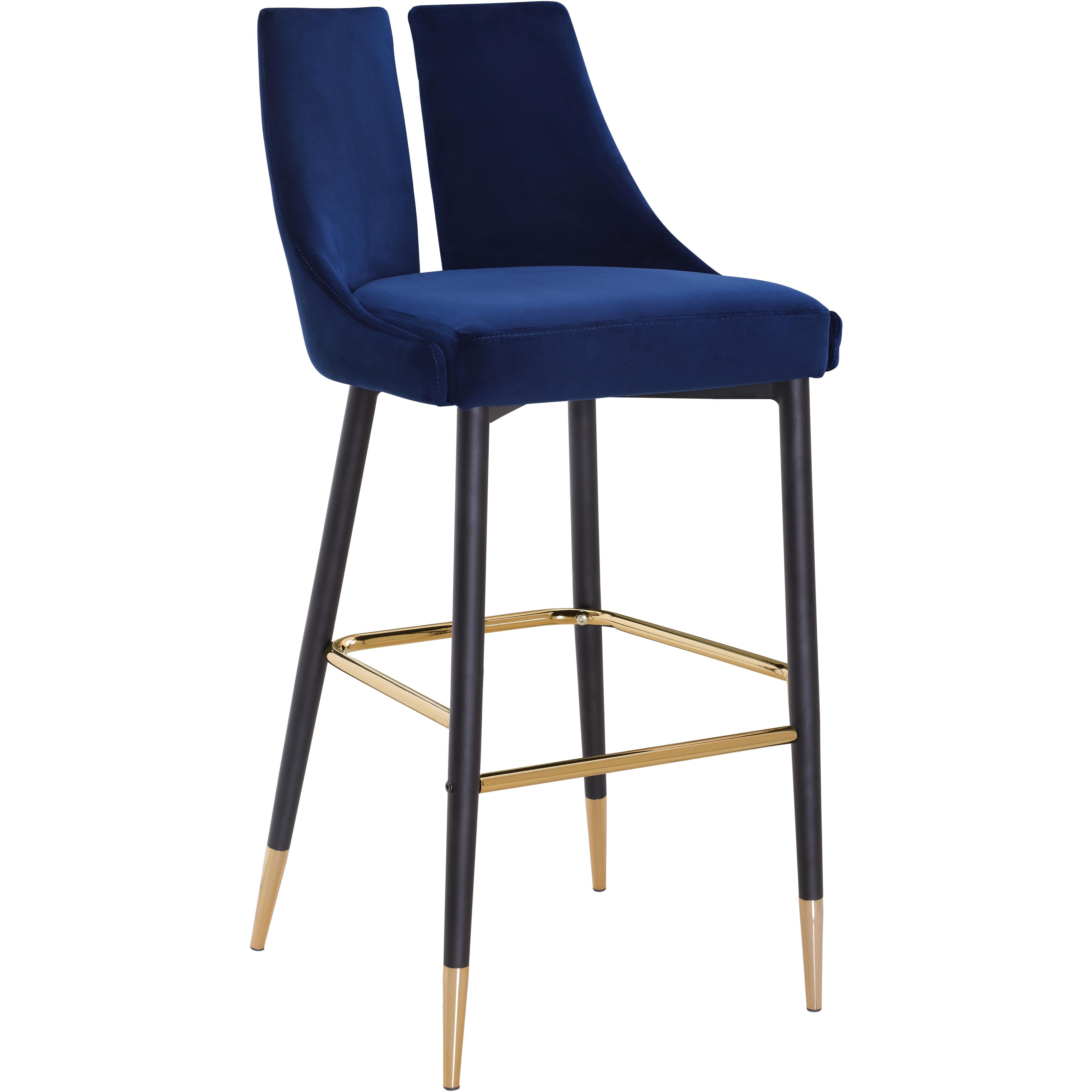 Meridian Sleek Navy Velvet Stool