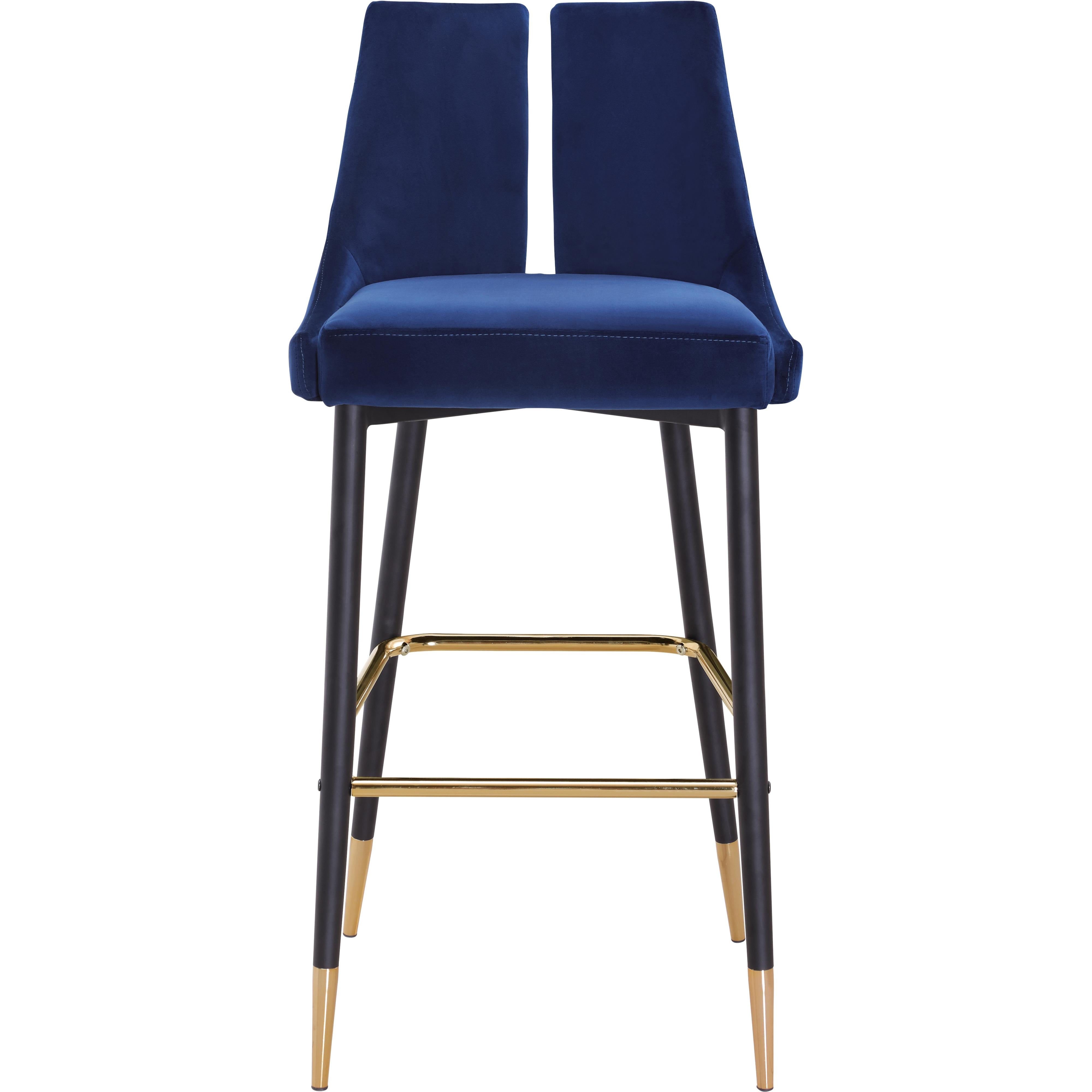 Meridian Sleek Navy Velvet Stool