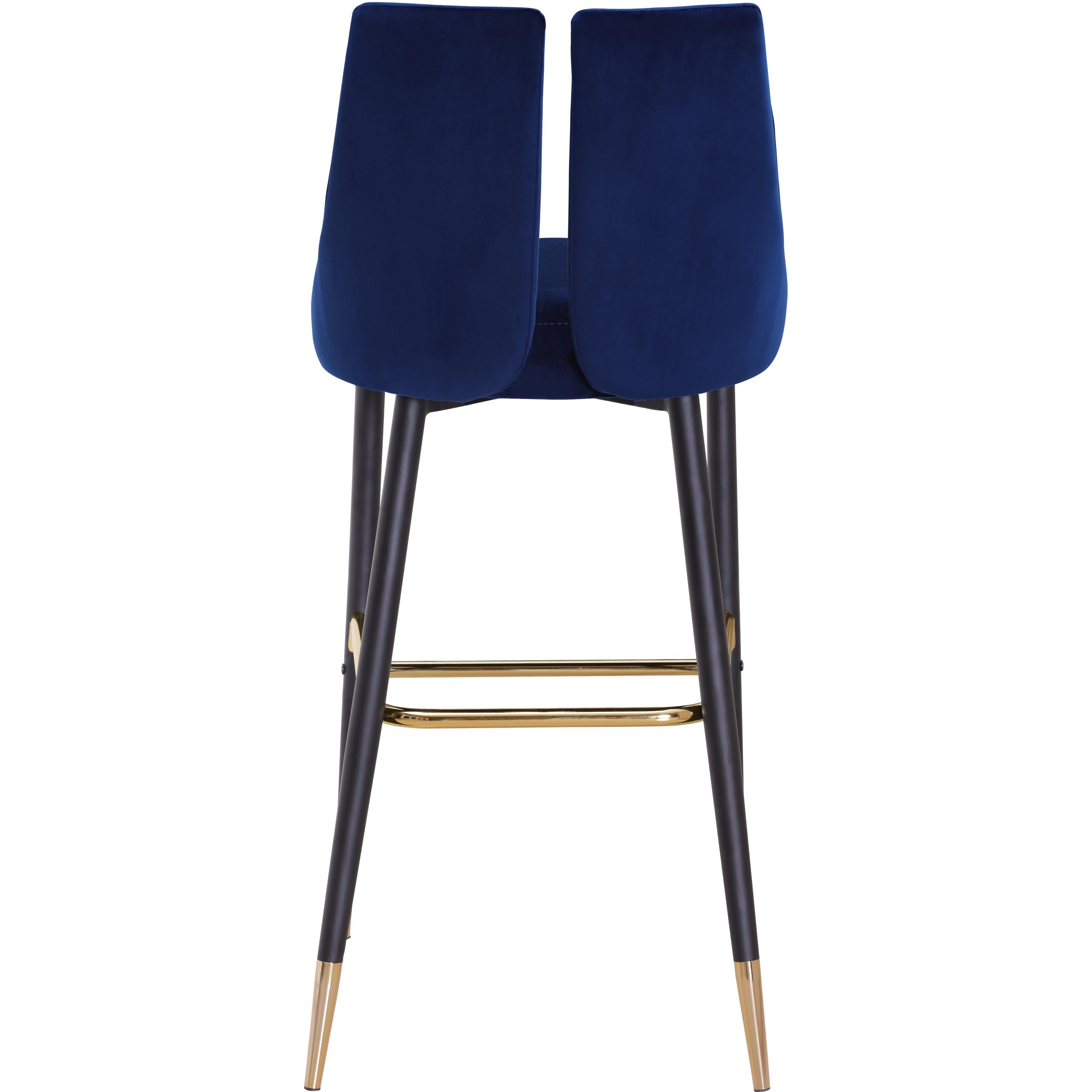 Meridian Sleek Navy Velvet Stool