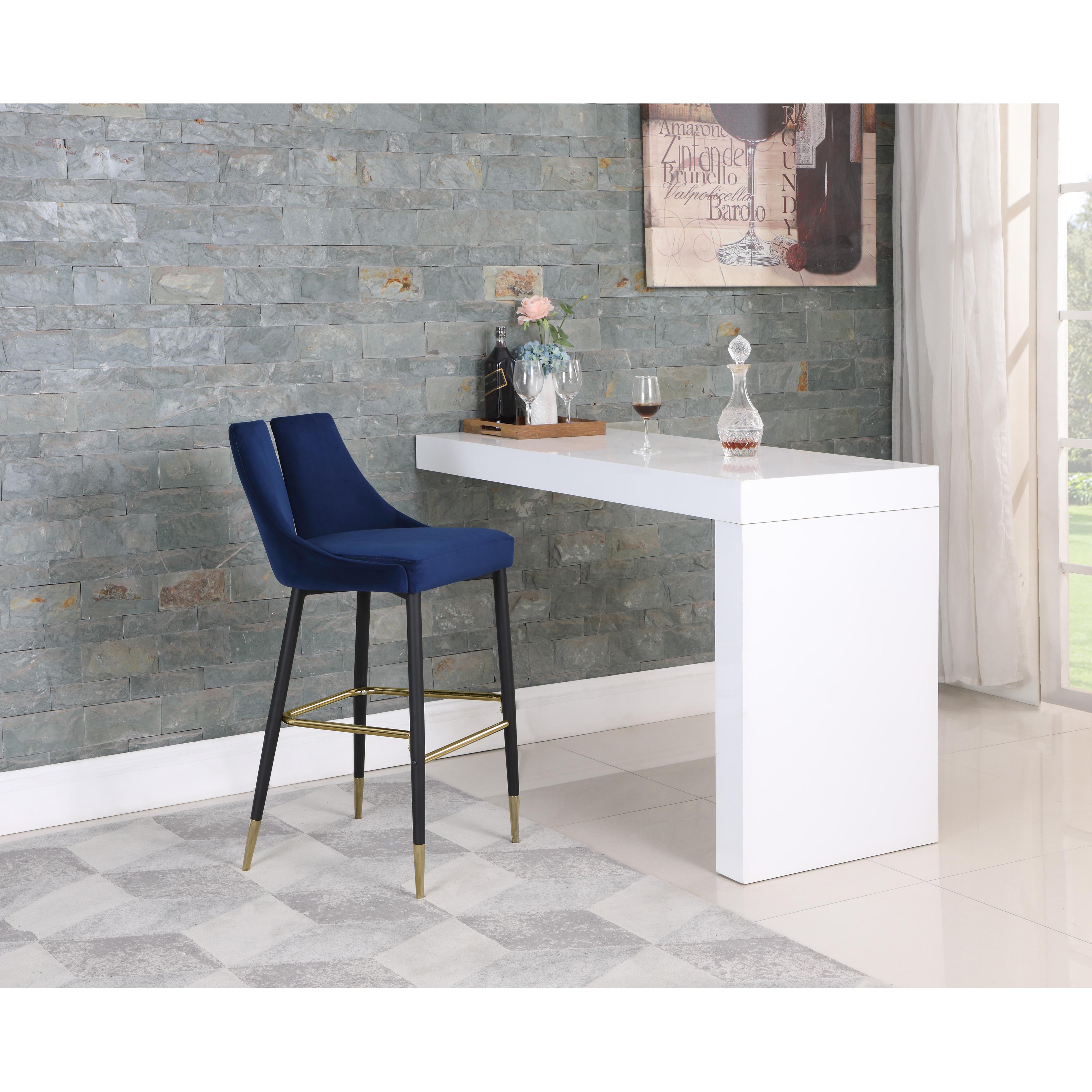 Meridian Sleek Navy Velvet Stool