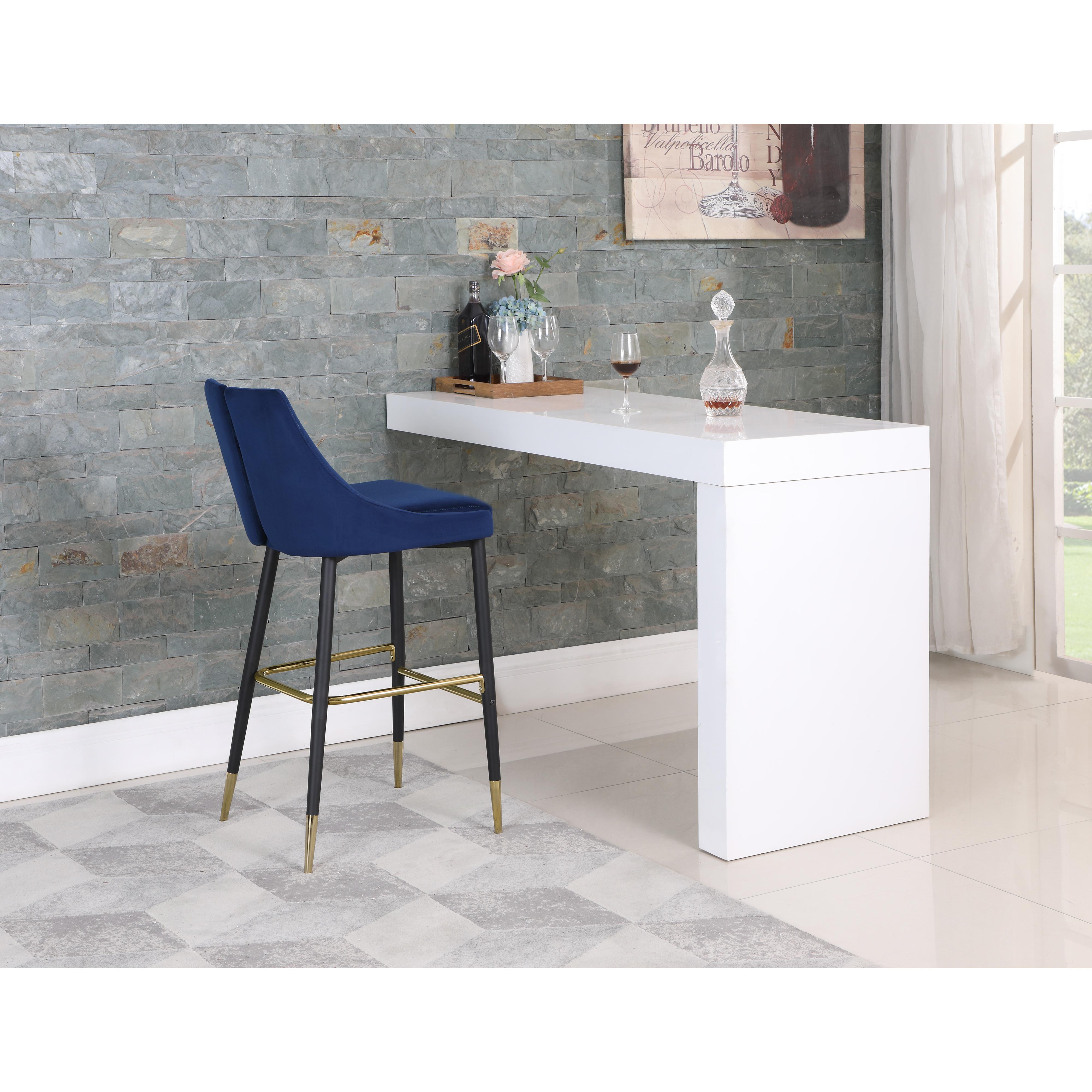 Meridian Sleek Navy Velvet Stool