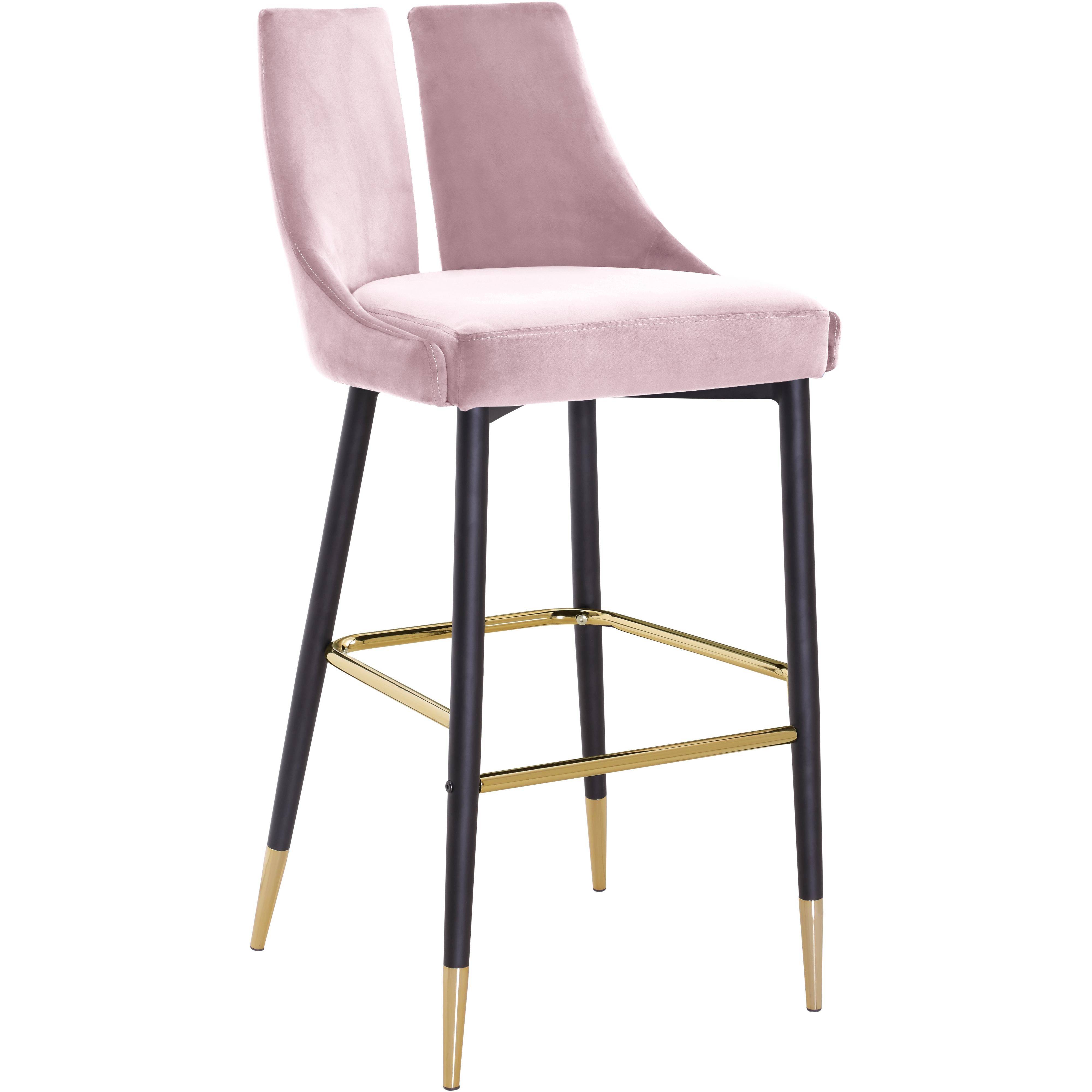 Meridian Sleek Pink Velvet Stool