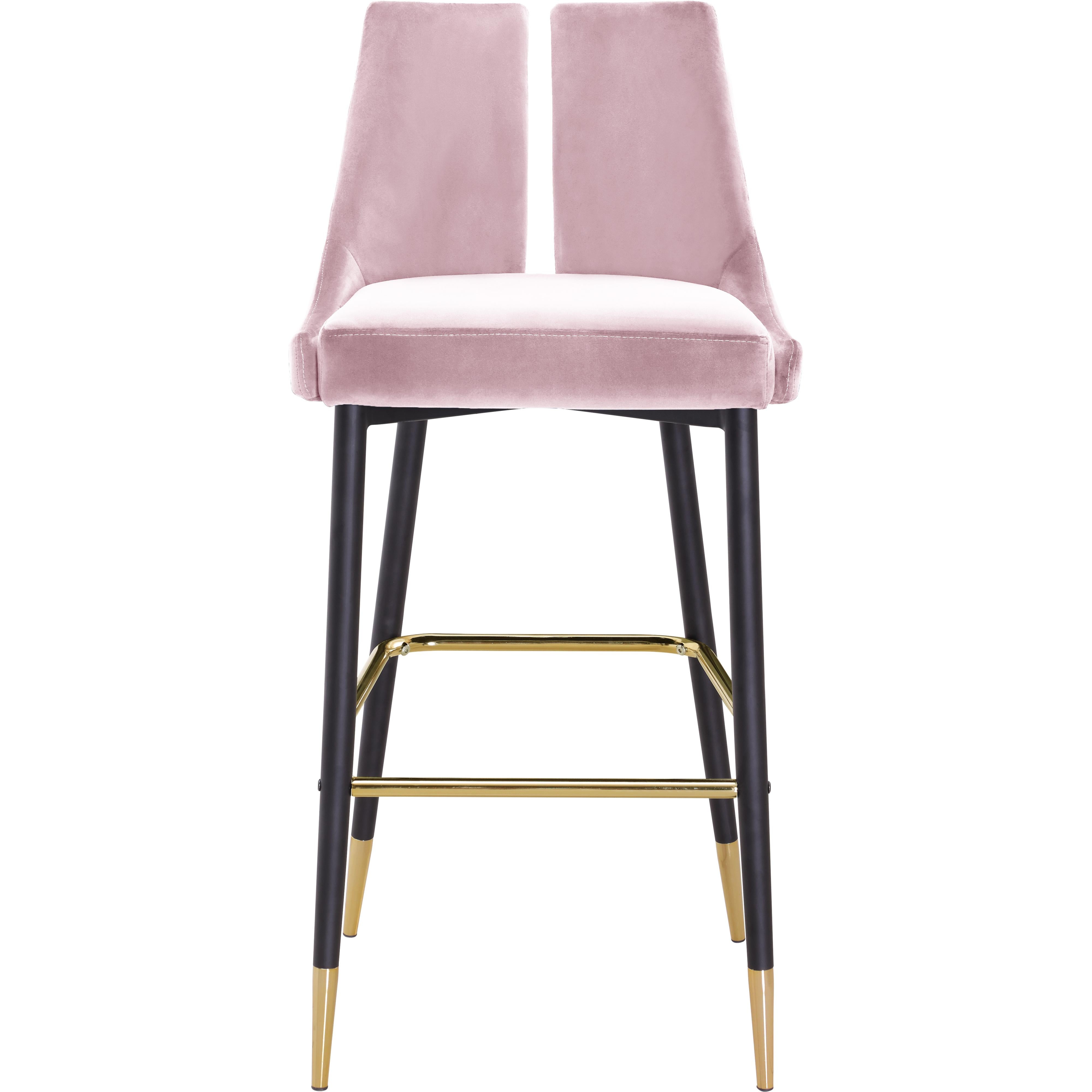 Meridian Sleek Pink Velvet Stool