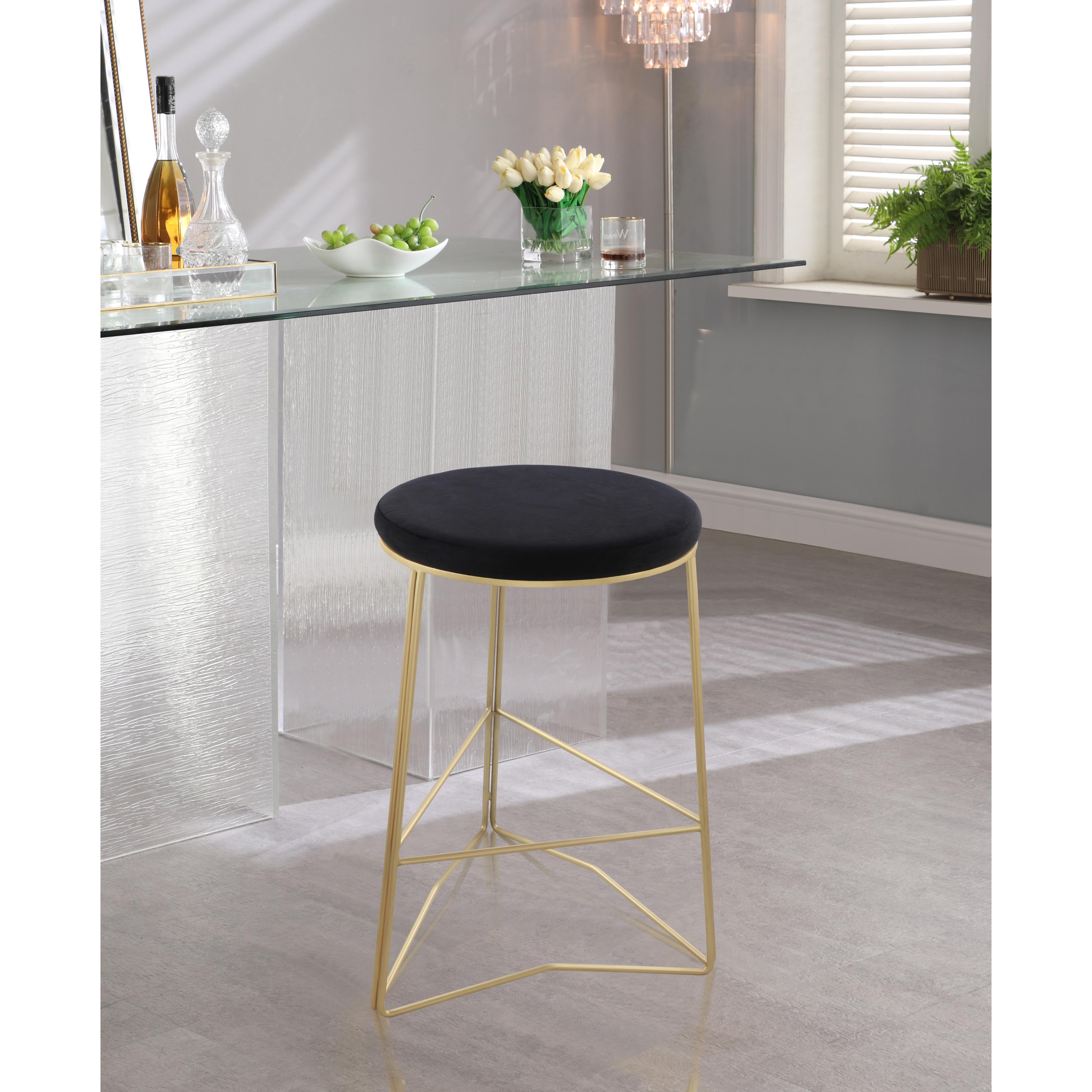 Meridian Tres Black Velvet Counter Stool