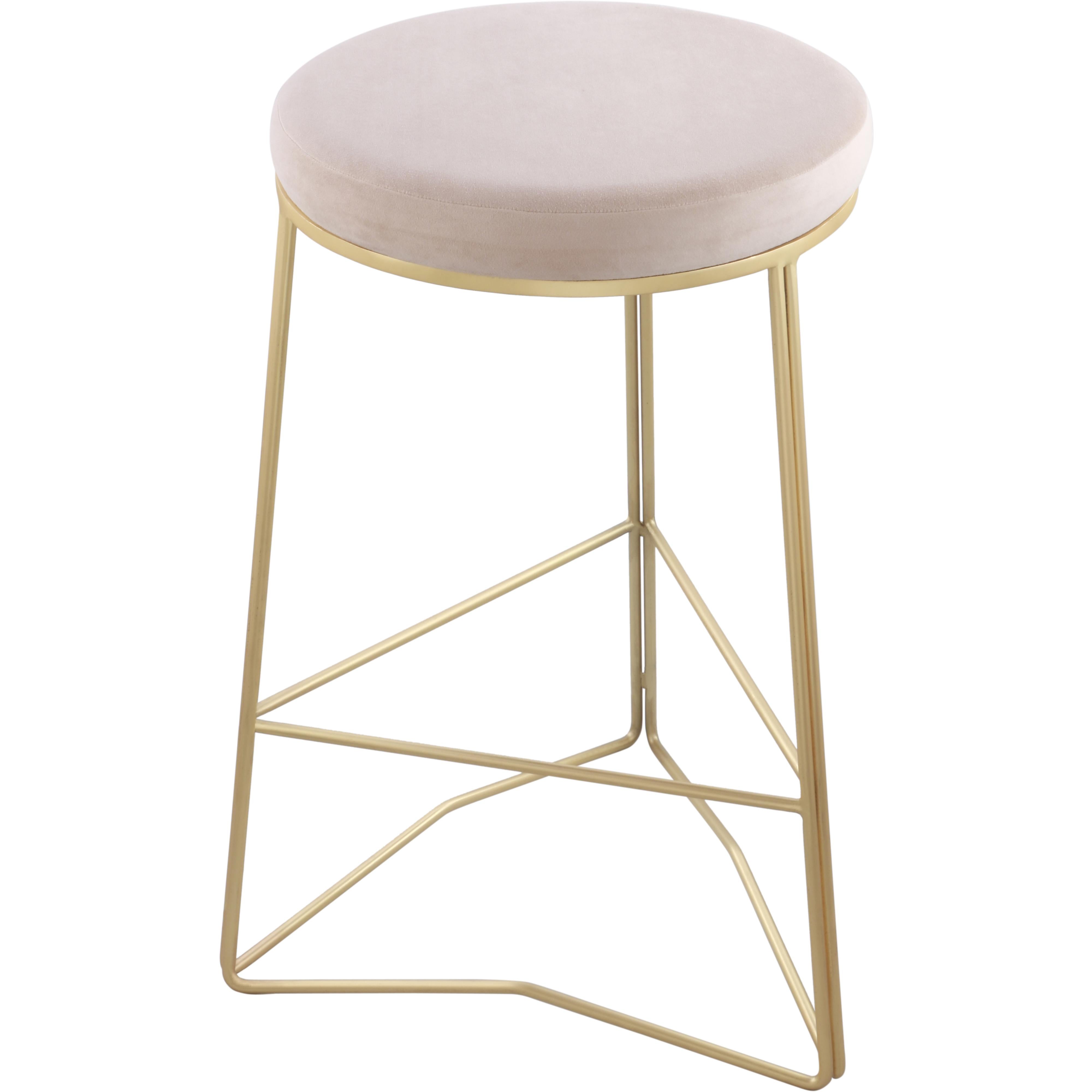 Meridian Tres Cream Velvet Counter Stool