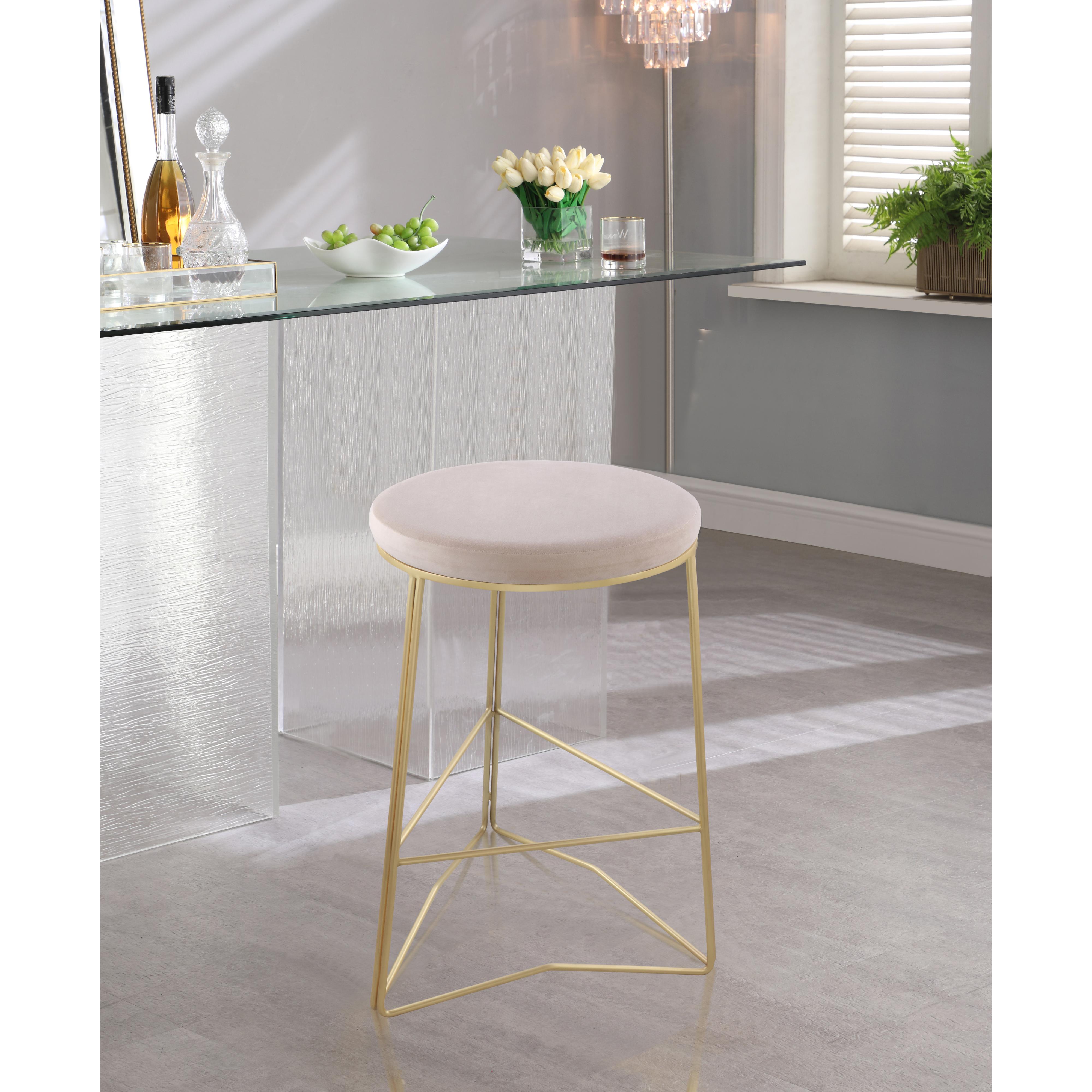 Meridian Tres Cream Velvet Counter Stool