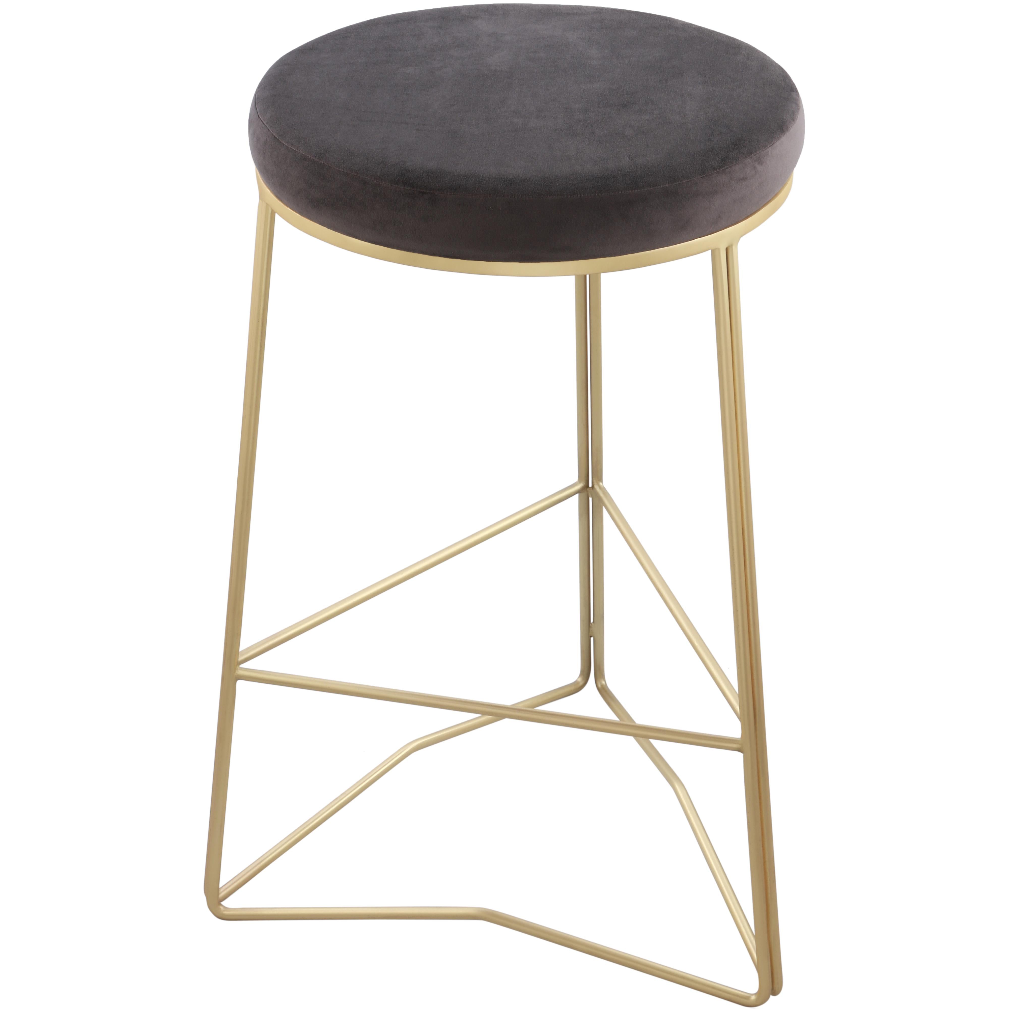 Meridian Tres Grey Velvet Counter Stool