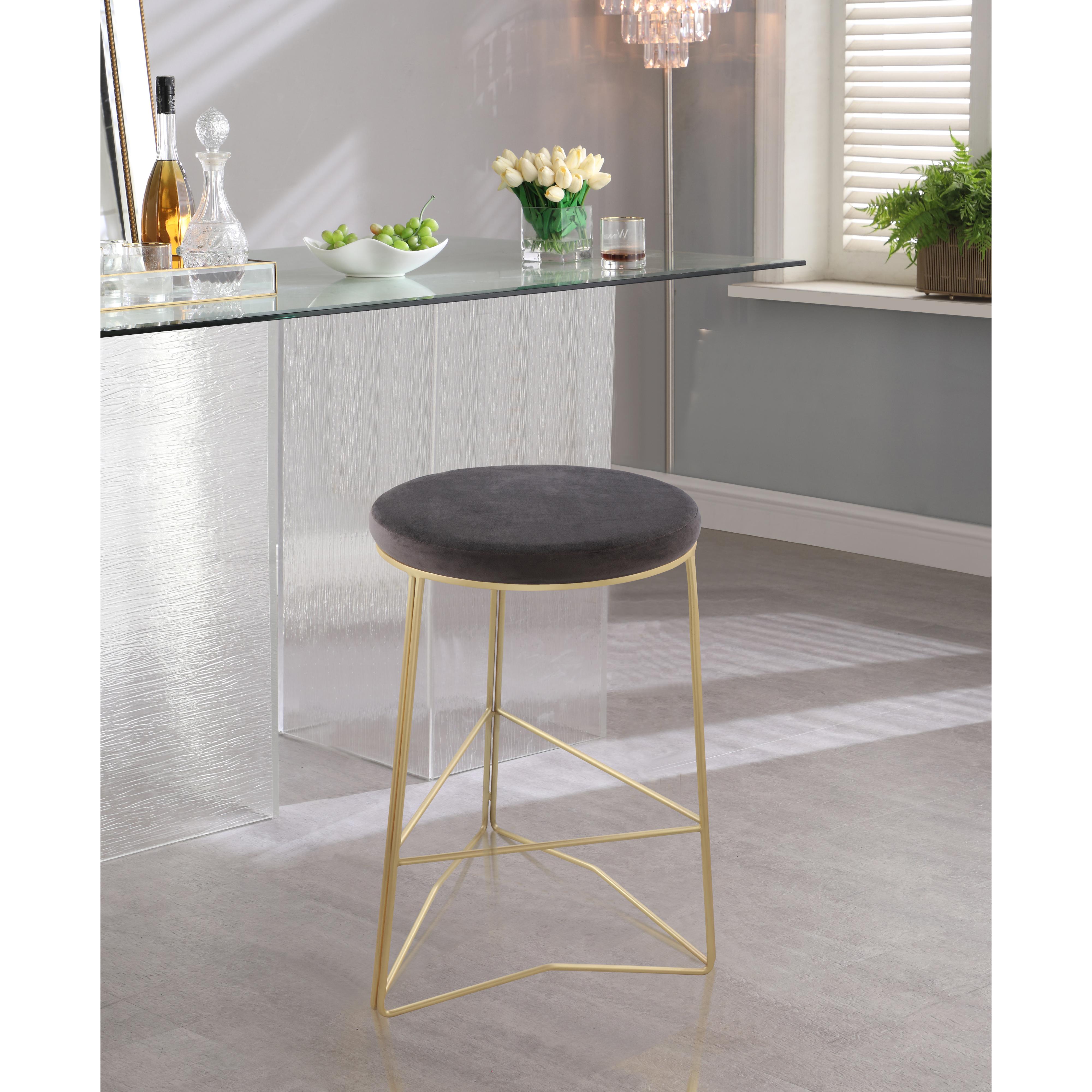 Meridian Tres Grey Velvet Counter Stool