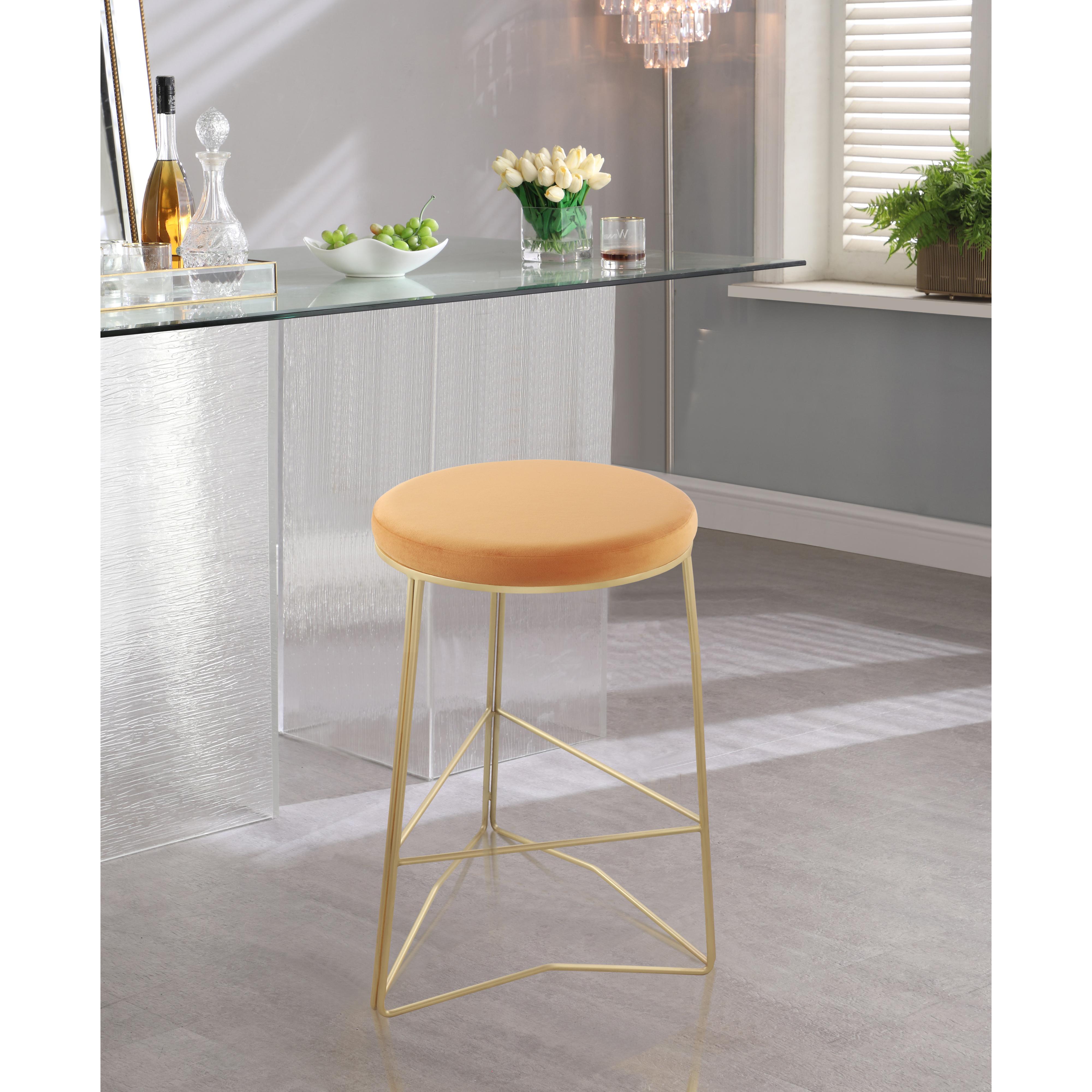 Meridian Tres Mango Velvet Counter Stool