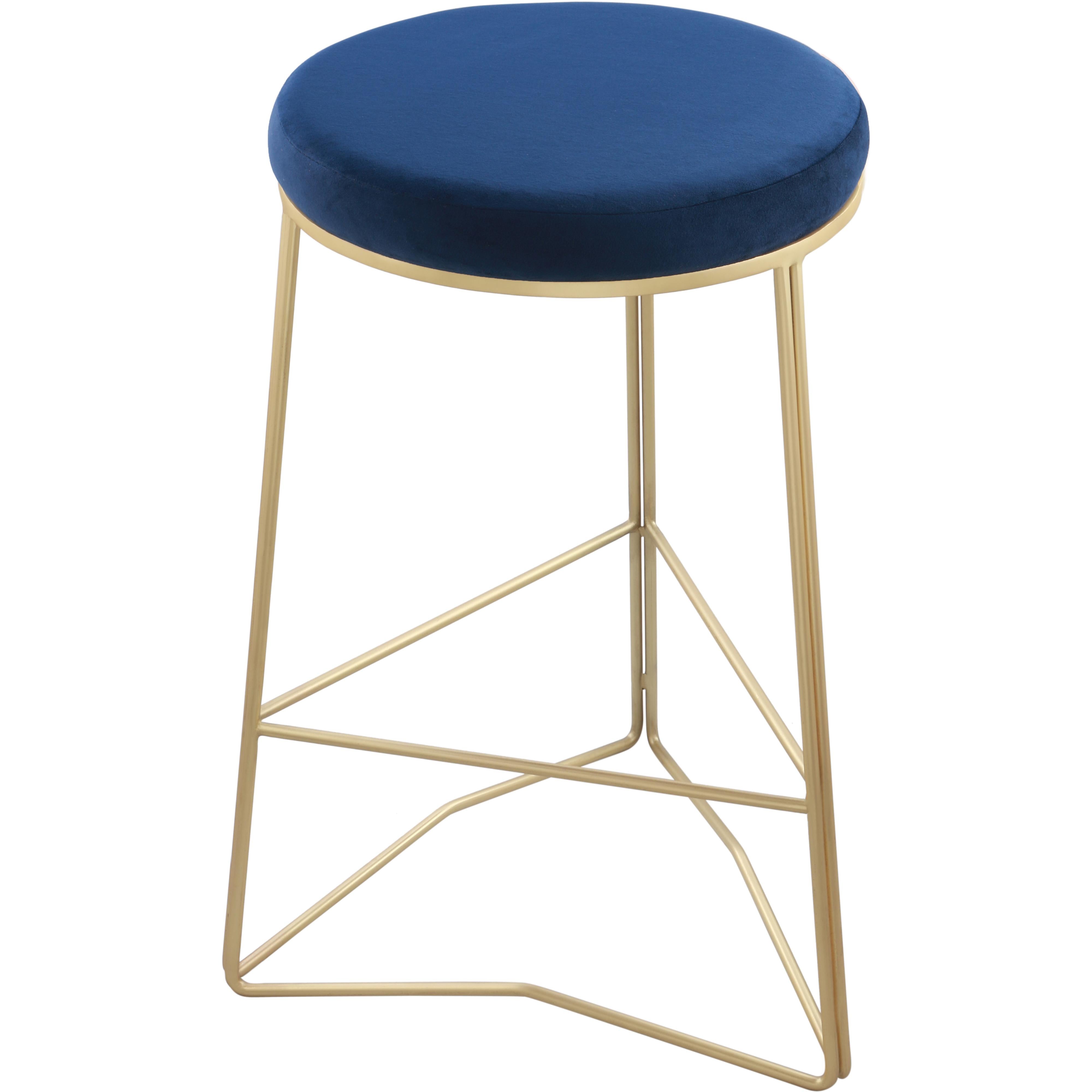 Meridian Tres Navy Velvet Counter Stool