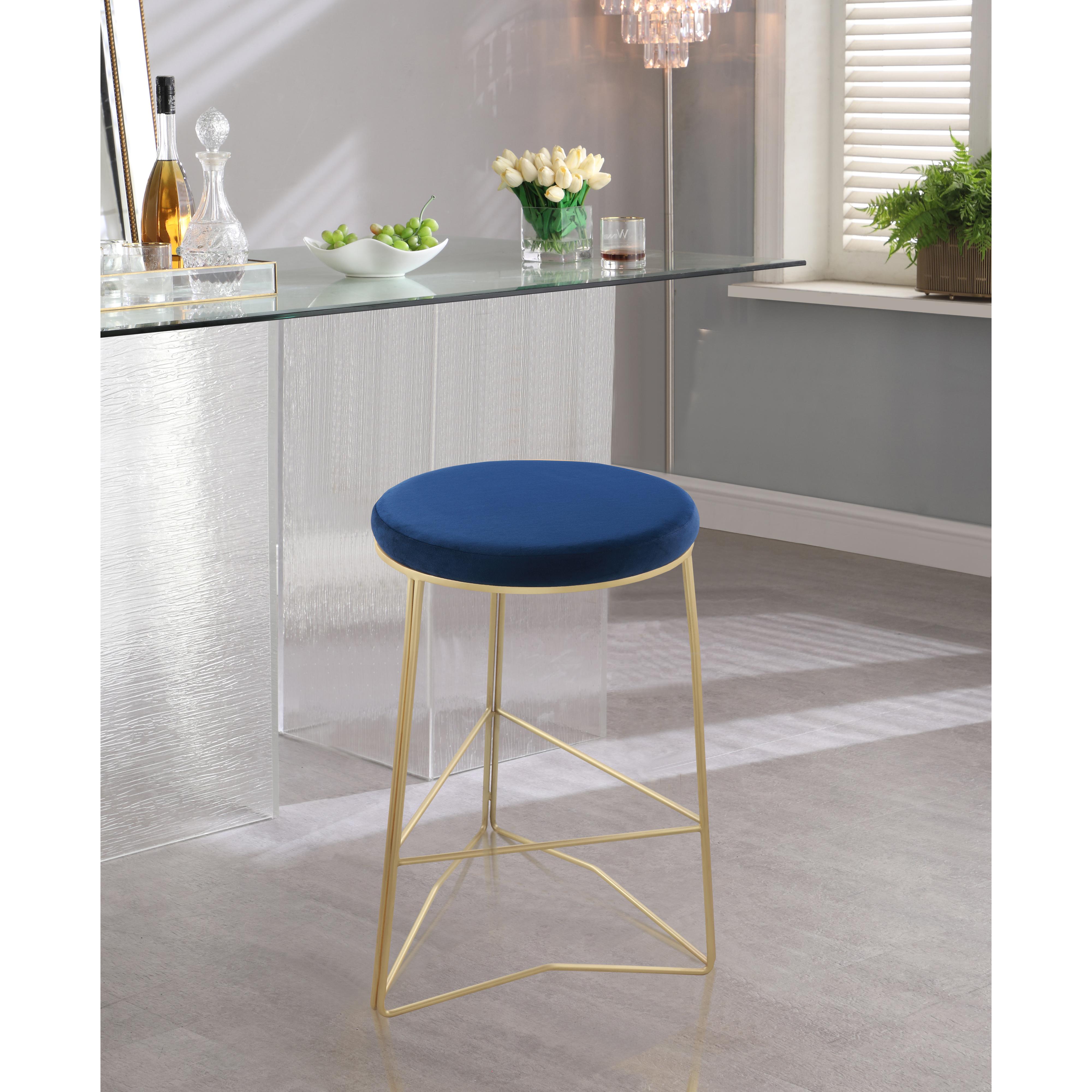 Meridian Tres Navy Velvet Counter Stool