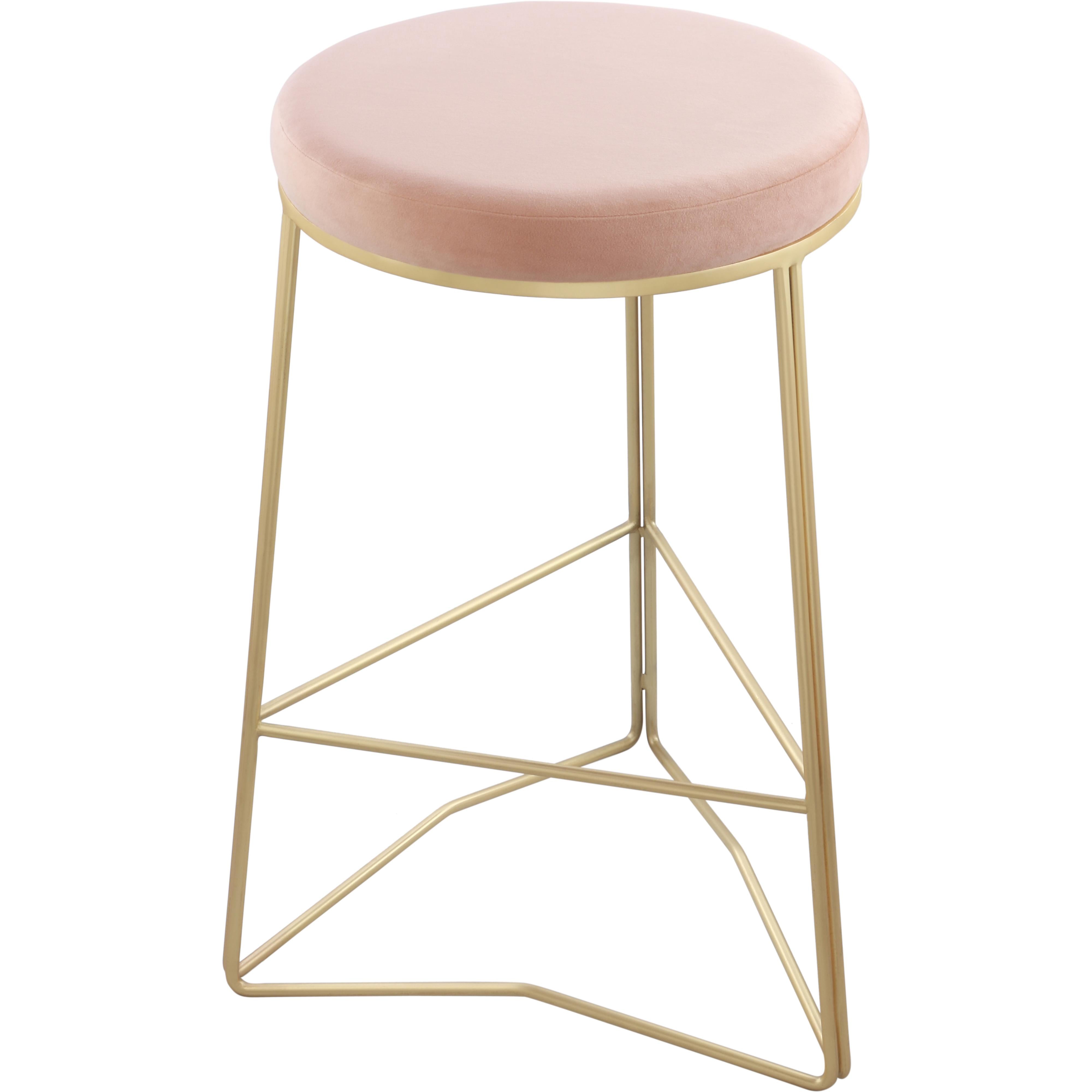 Meridian Tres Pink Velvet Counter Stool