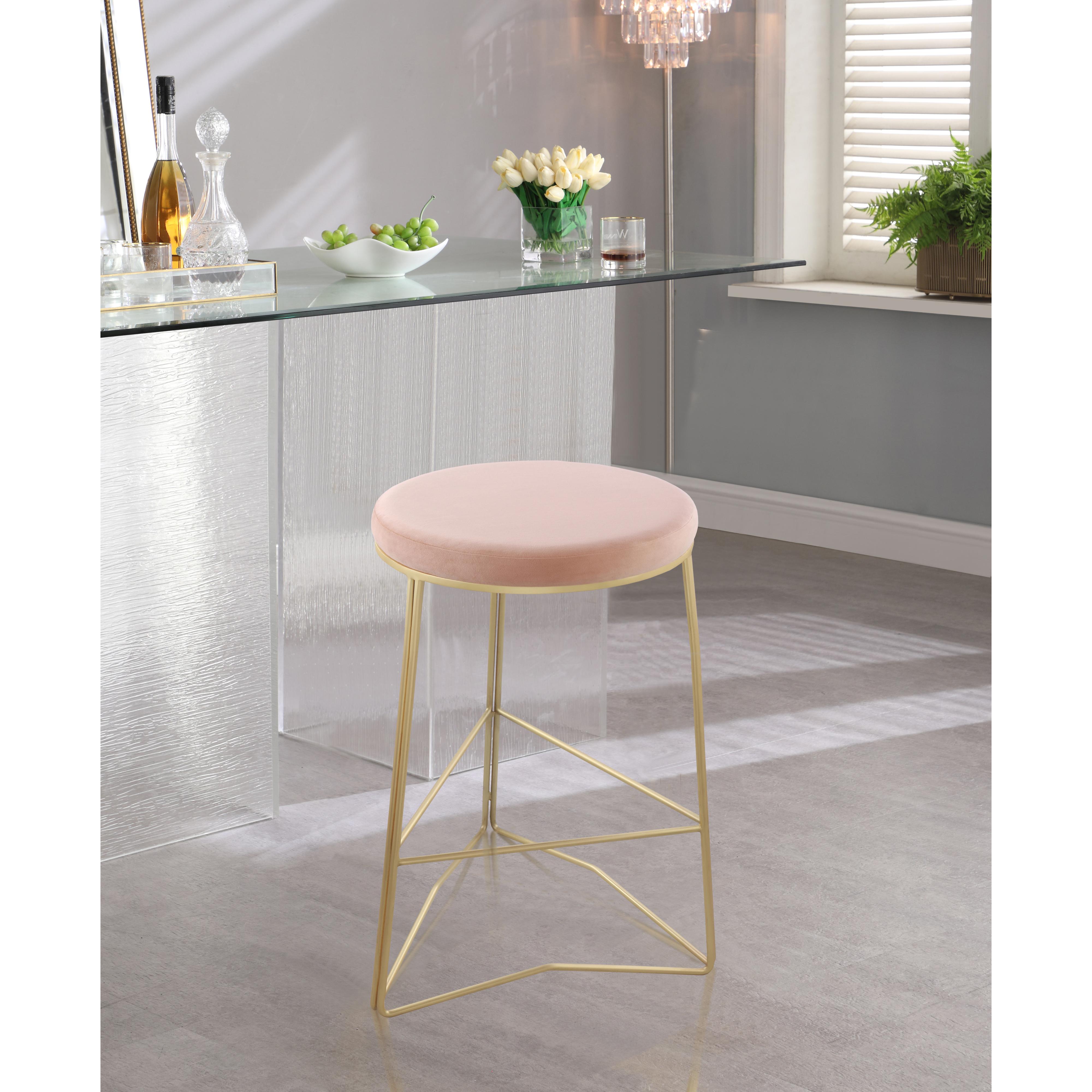 Meridian Tres Pink Velvet Counter Stool