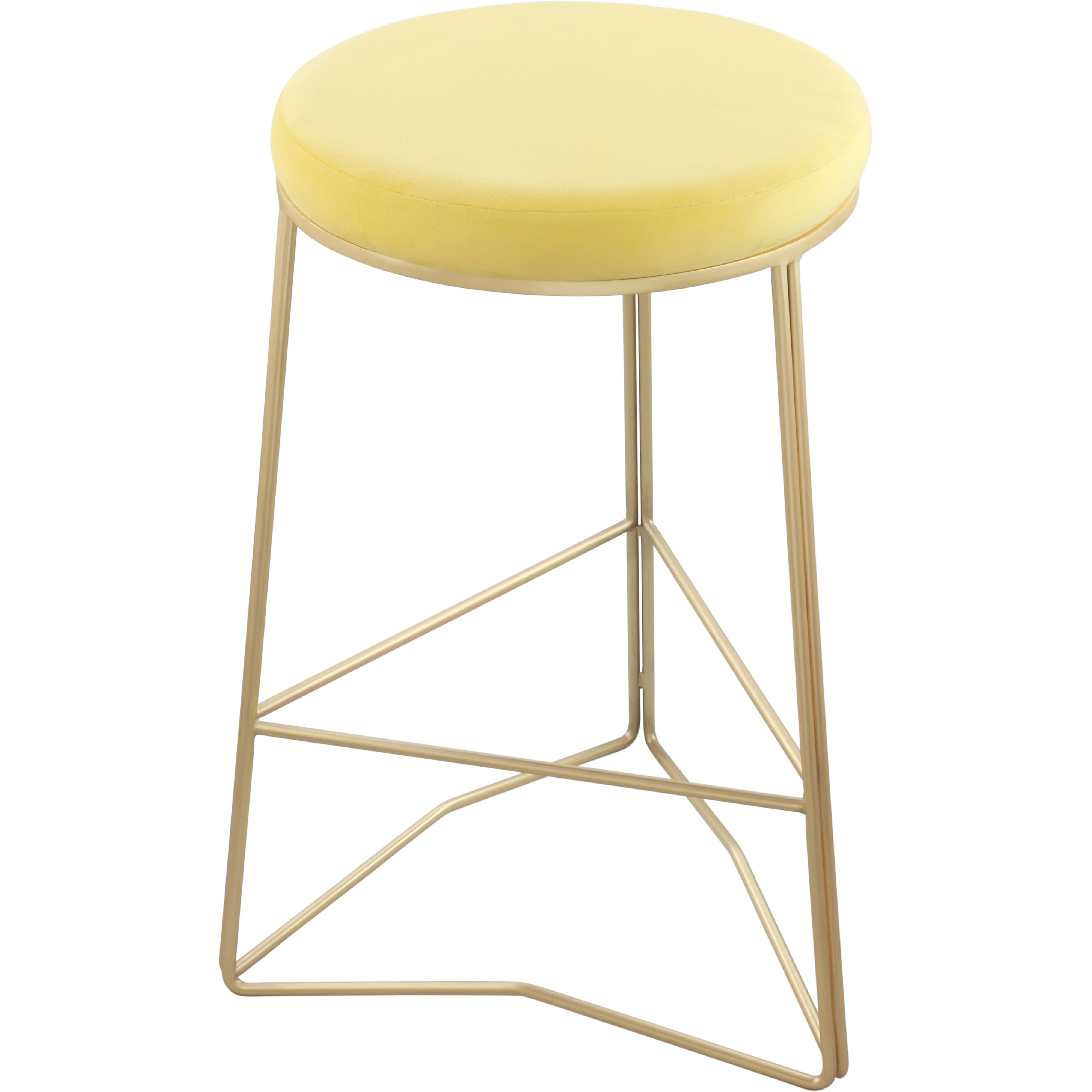 Meridian Tres Yellow Velvet Counter Stool