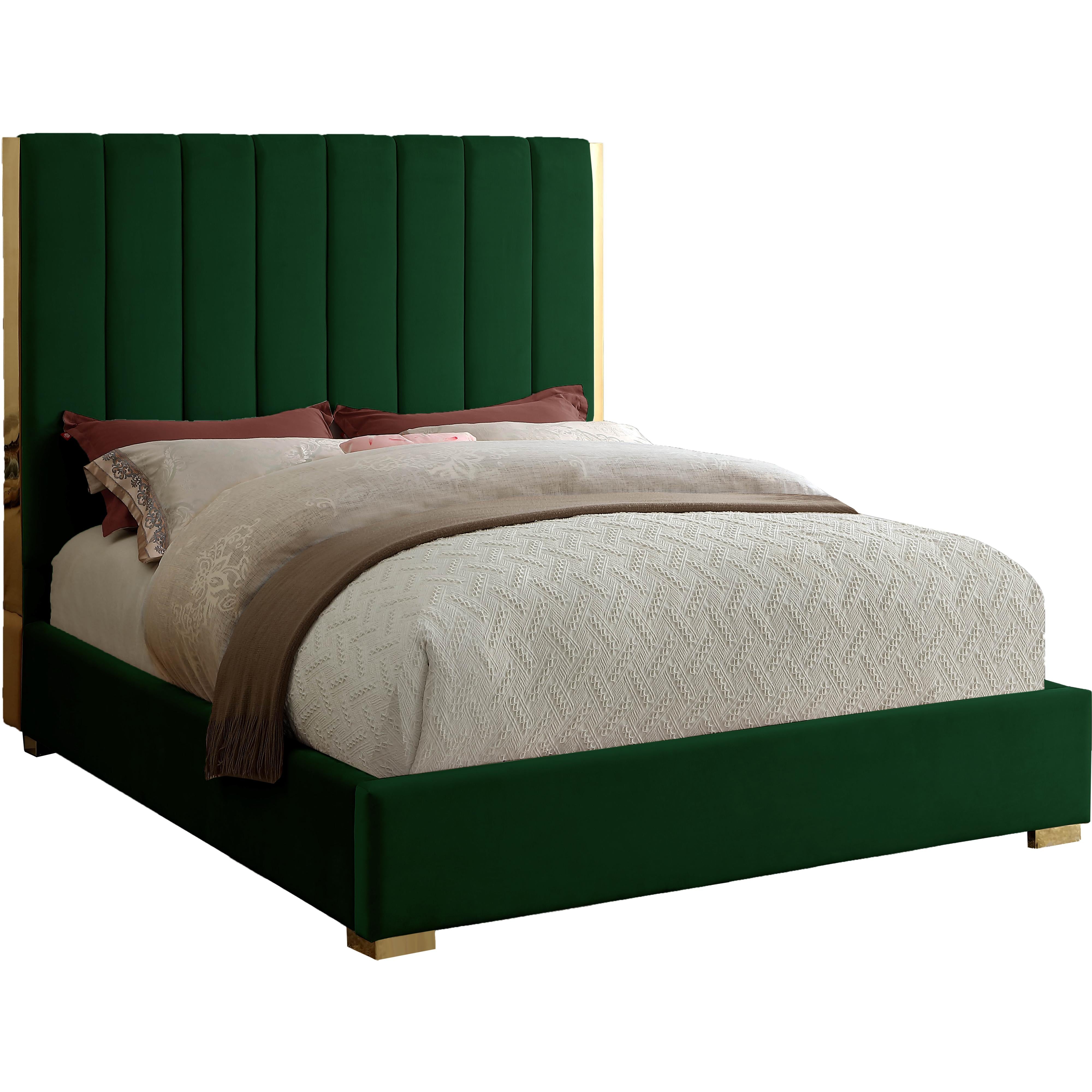 Meridian Becca Green Velvet Full Bed