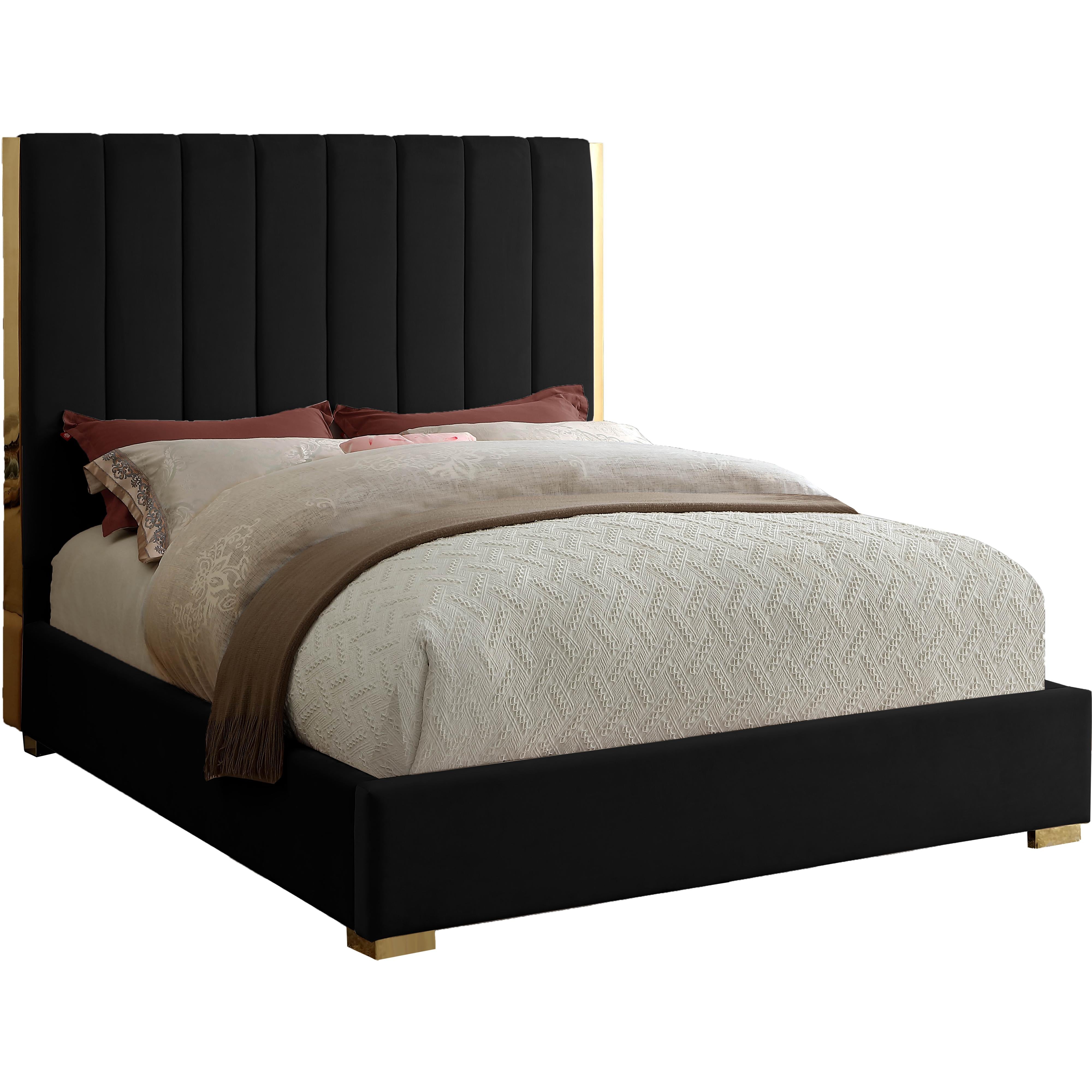 Meridian Becca Black Velvet King Bed