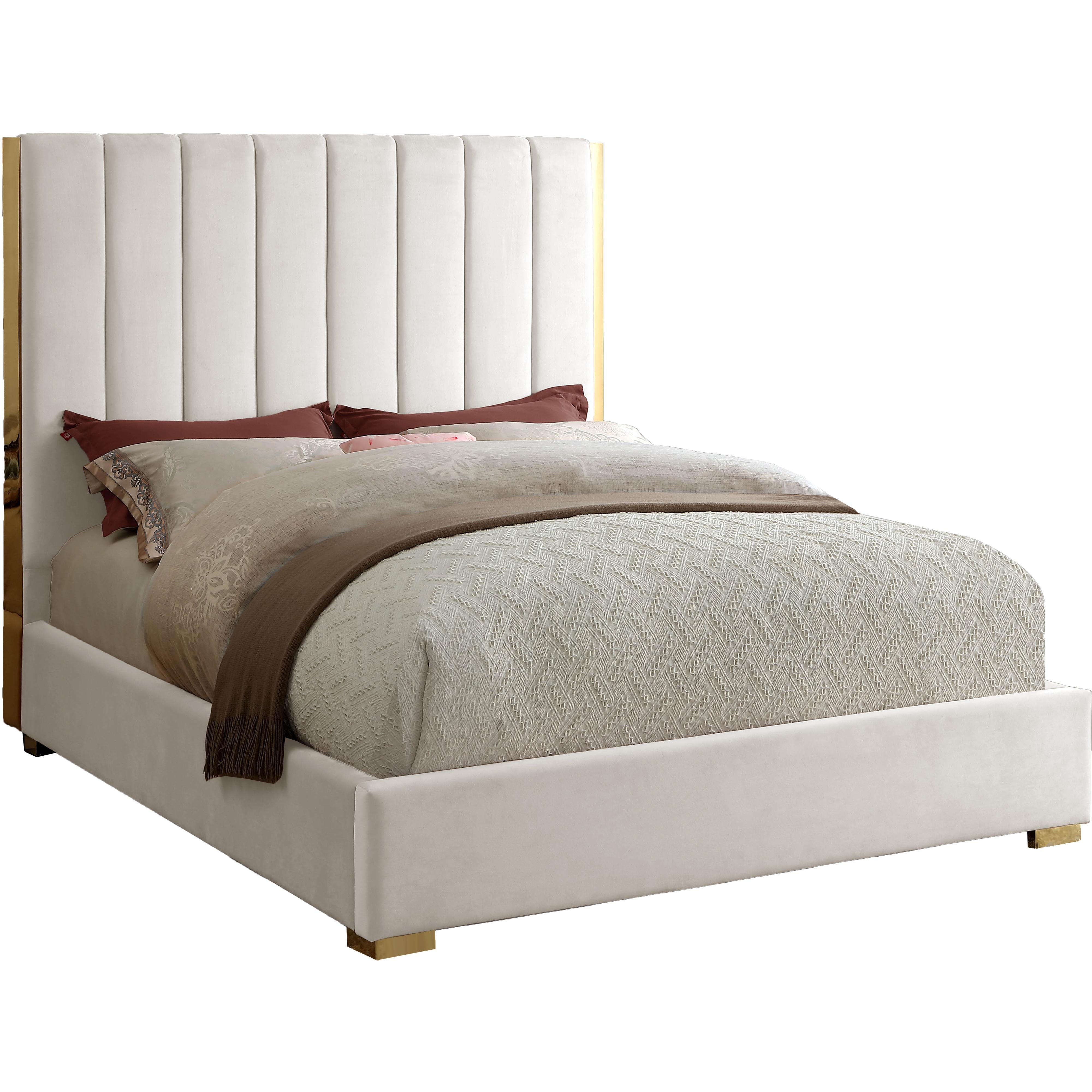 Meridian Becca Cream Velvet King Bed