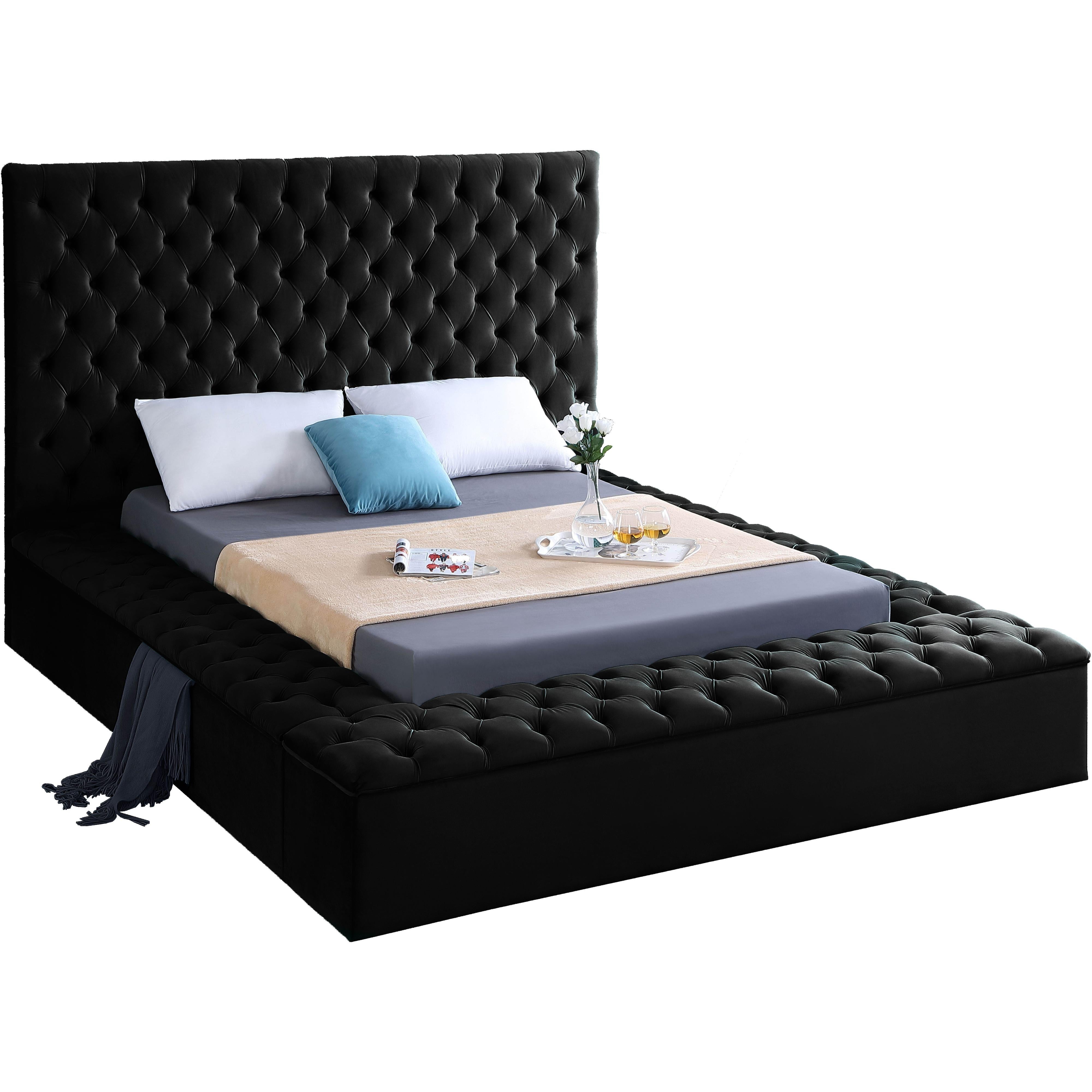 Meridian Bliss Black Velvet Full Bed (3 Boxes)