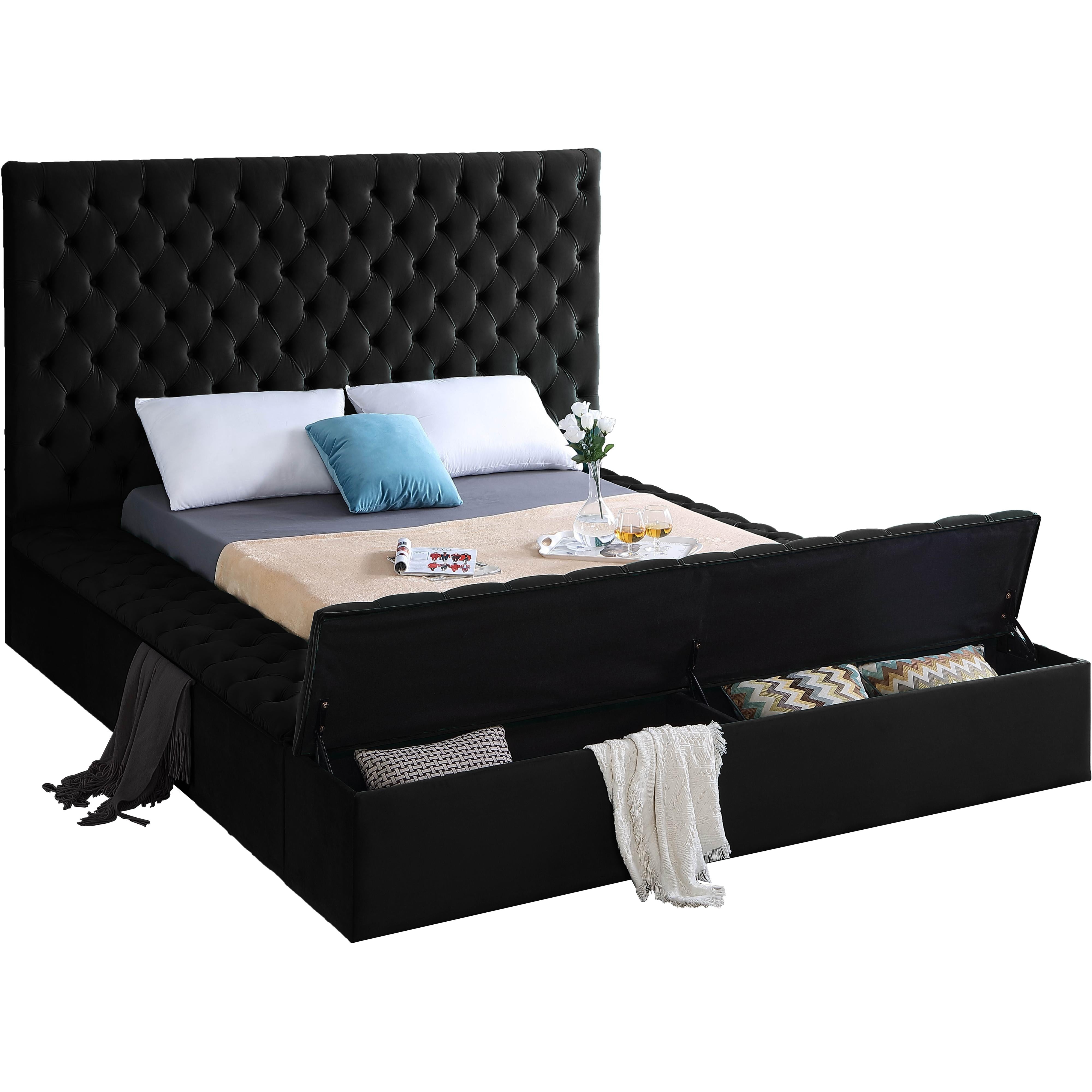 Meridian Bliss Black Velvet Full Bed (3 Boxes)