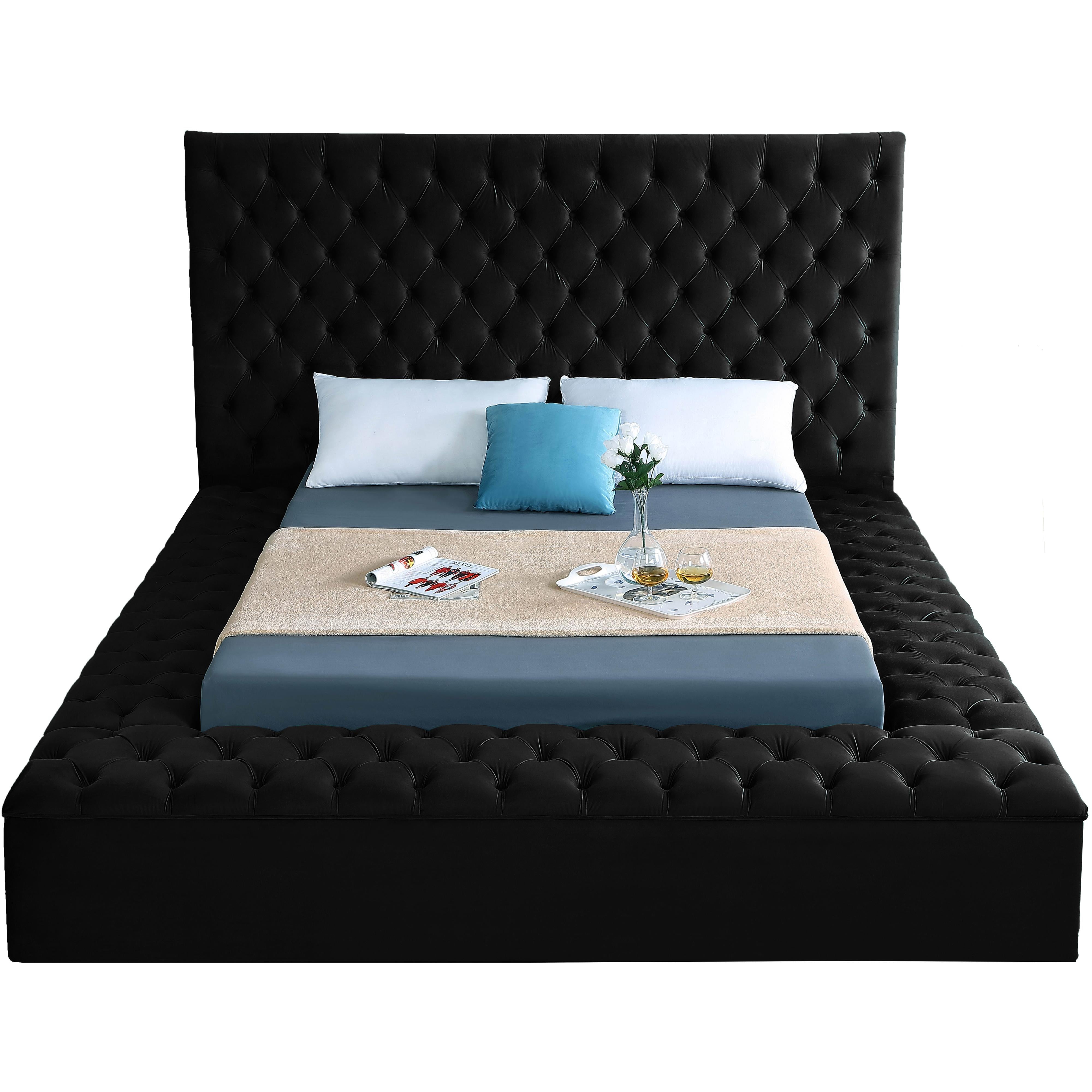 Meridian Bliss Black Velvet Full Bed (3 Boxes)